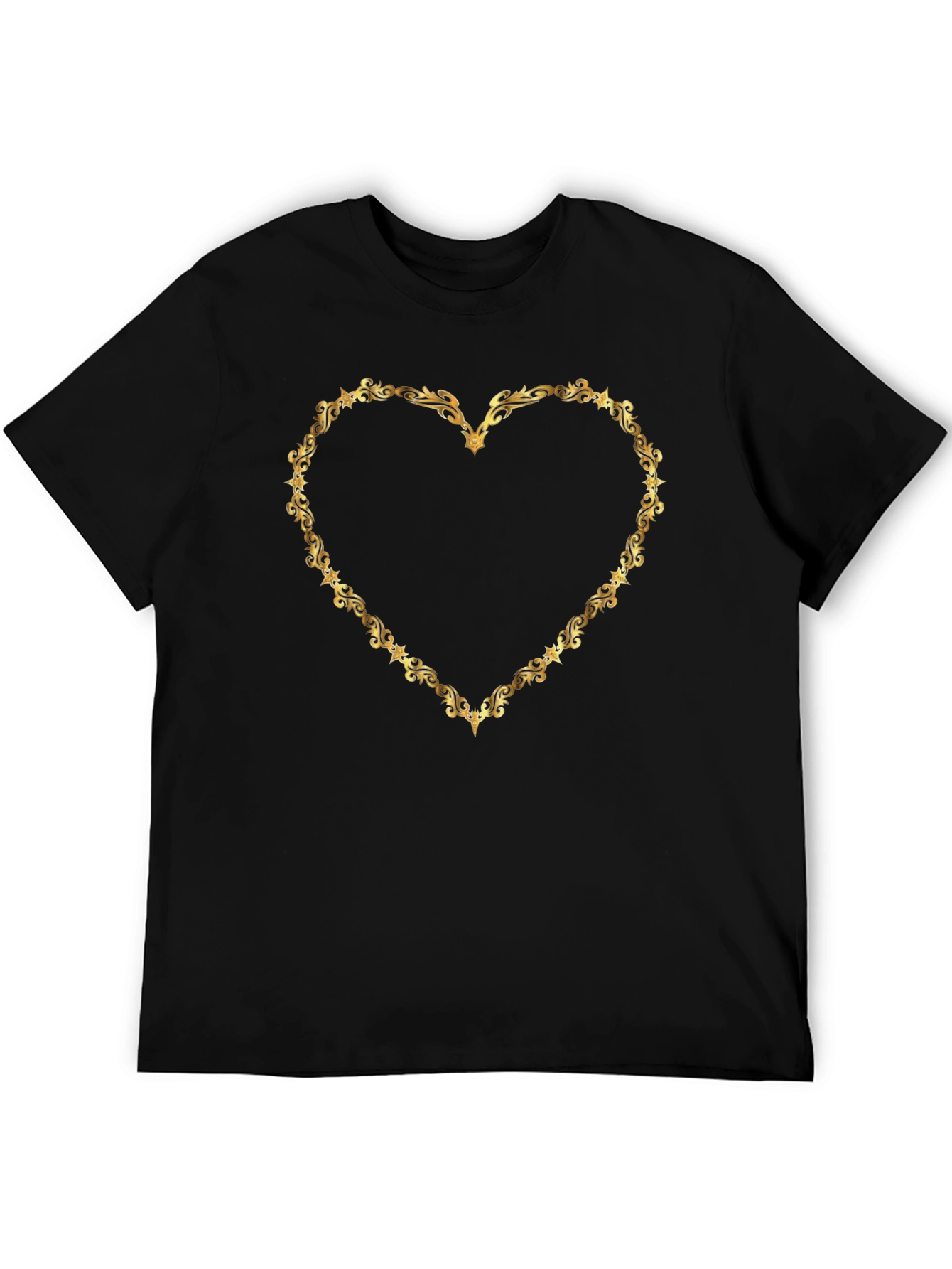 Golden Heart Frame Black T-Shirt