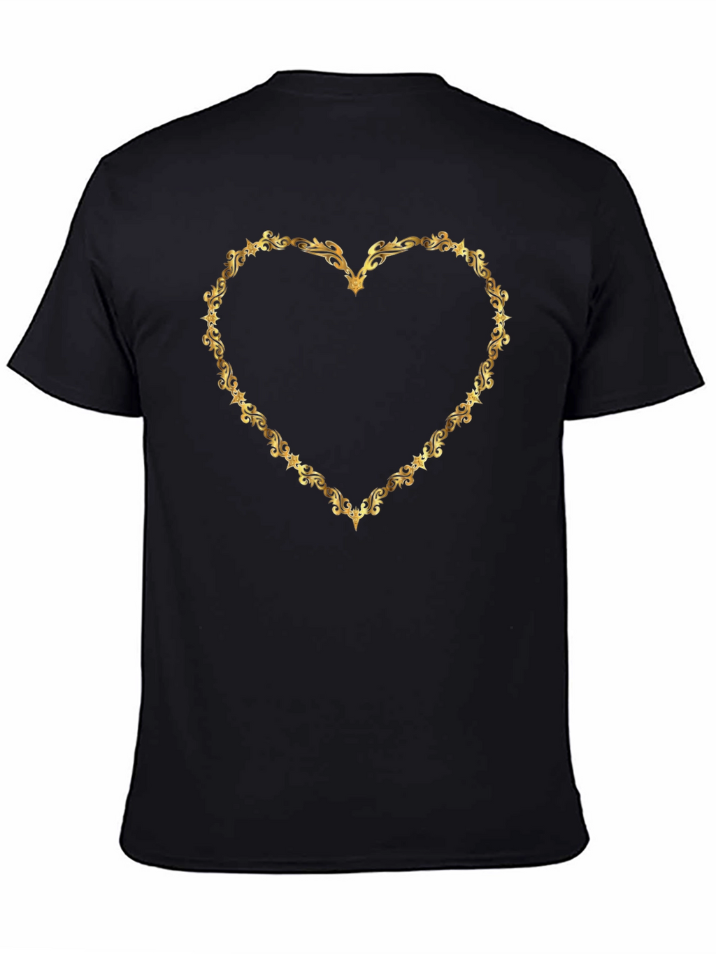 Golden Heart Frame Black T-Shirt