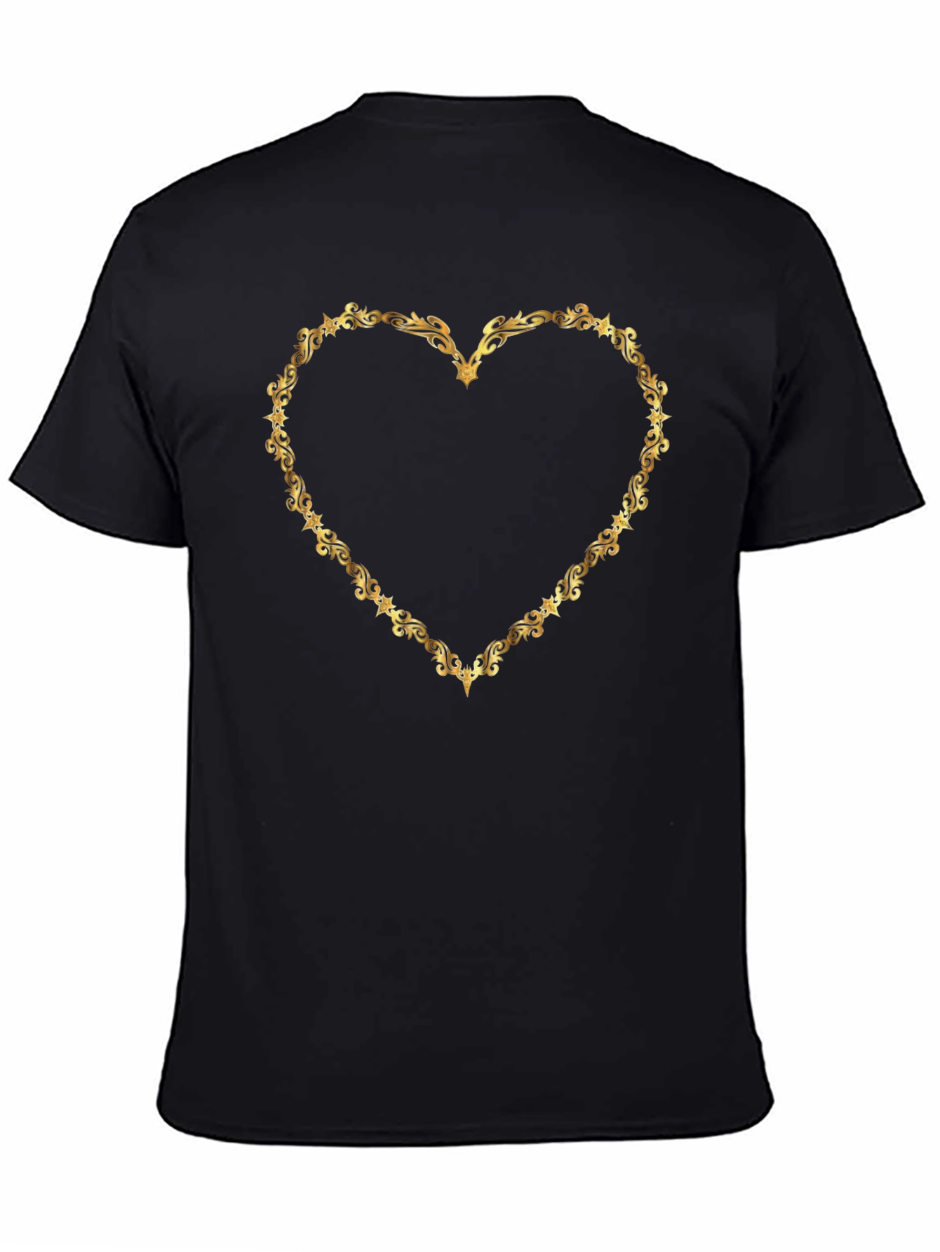Golden Heart Frame Black T-Shirt