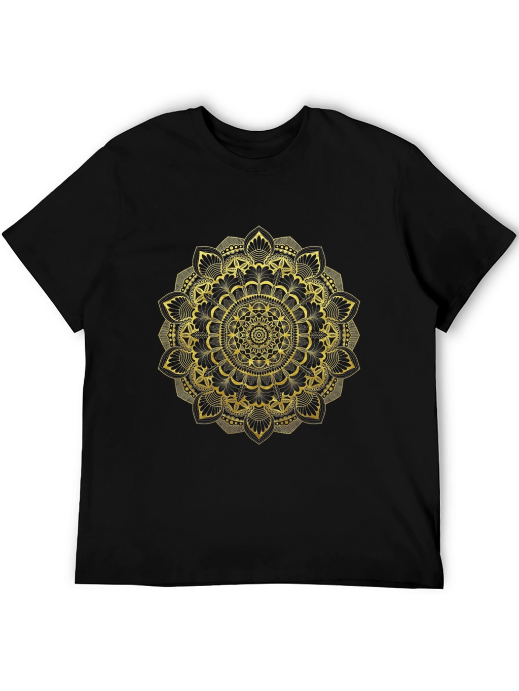 Gold Mandala Black T-Shirt
