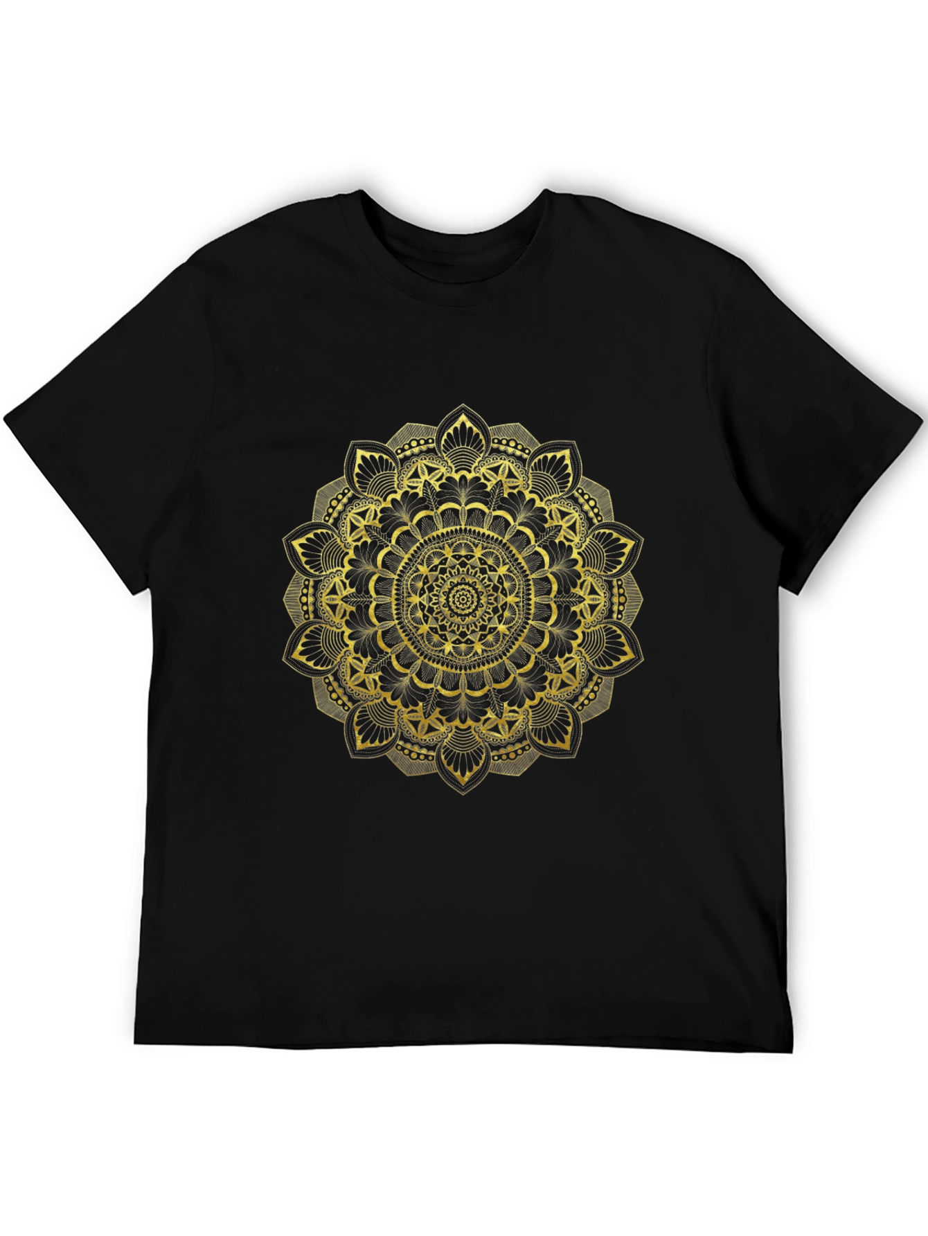 Gold Mandala Black T-Shirt