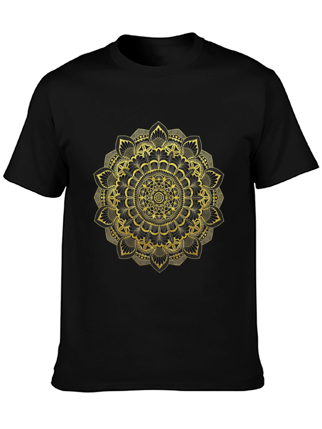 Gold Mandala Black T-Shirt