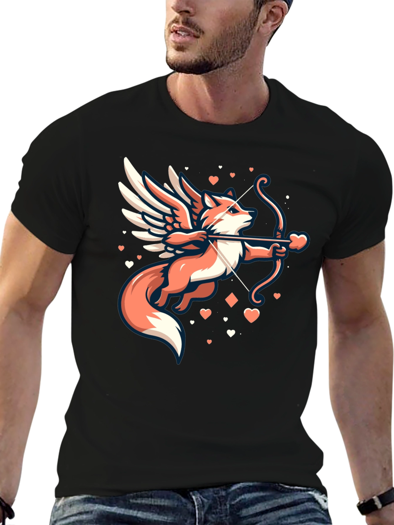 Fox Cupid Graphic T-Shirt - Valentines Day