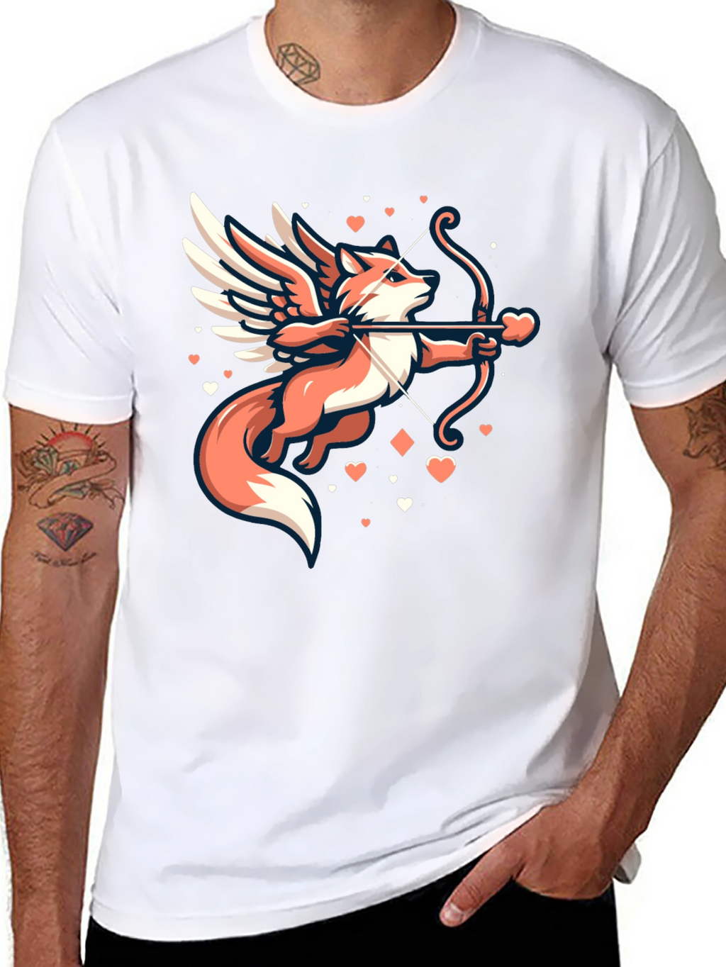Fox Cupid Graphic T-Shirt - Valentines Day
