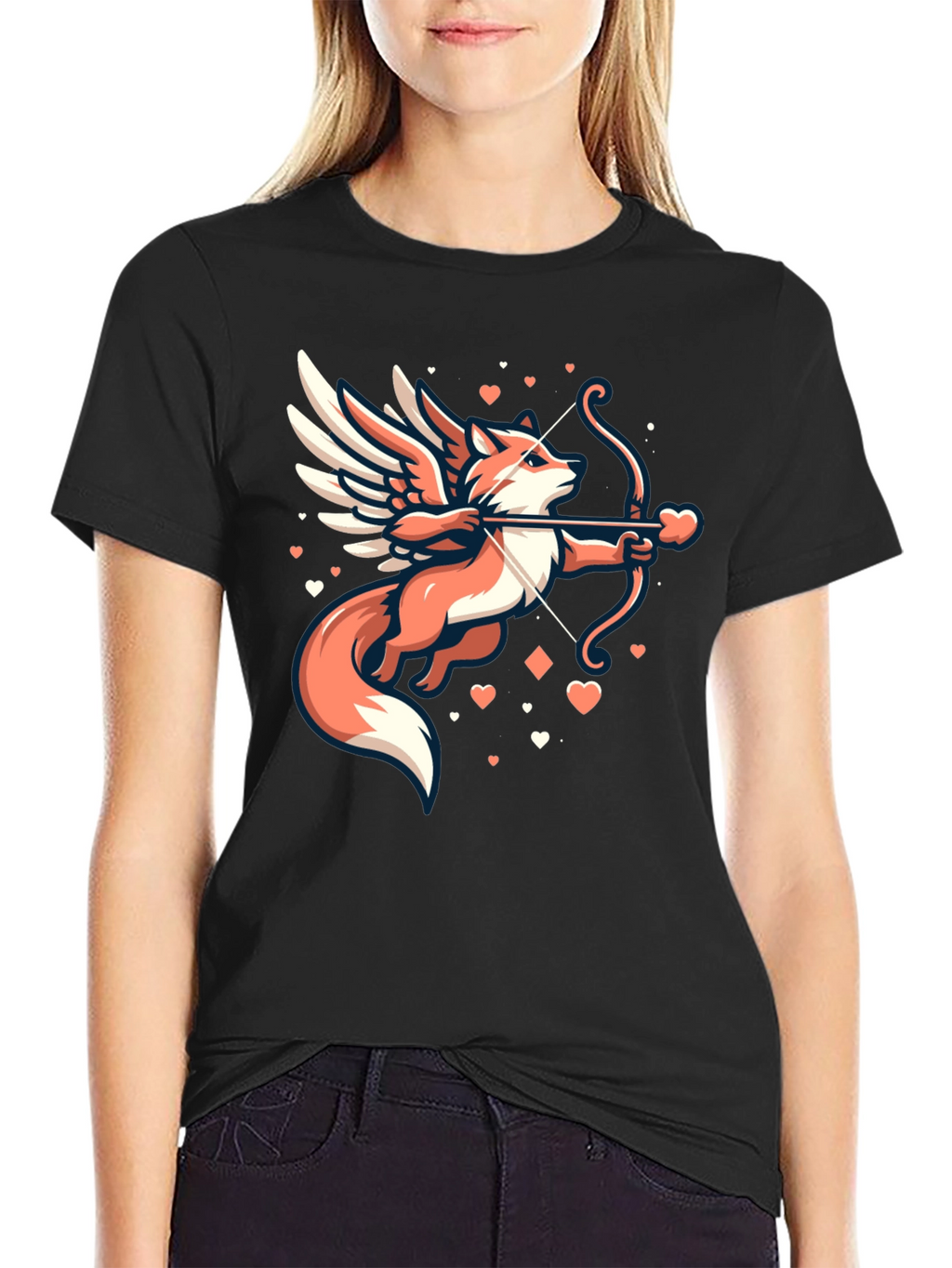 Fox Cupid Graphic T-Shirt - Valentines Day