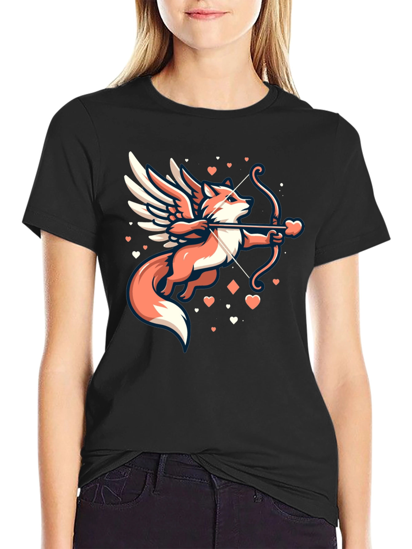 Fox Cupid Graphic T-Shirt - Valentines Day