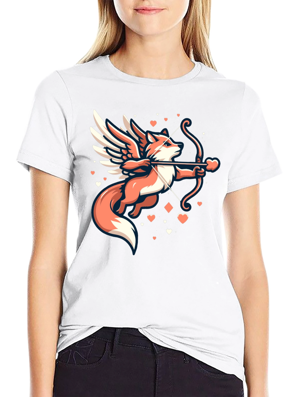 Fox Cupid Graphic T-Shirt - Valentines Day