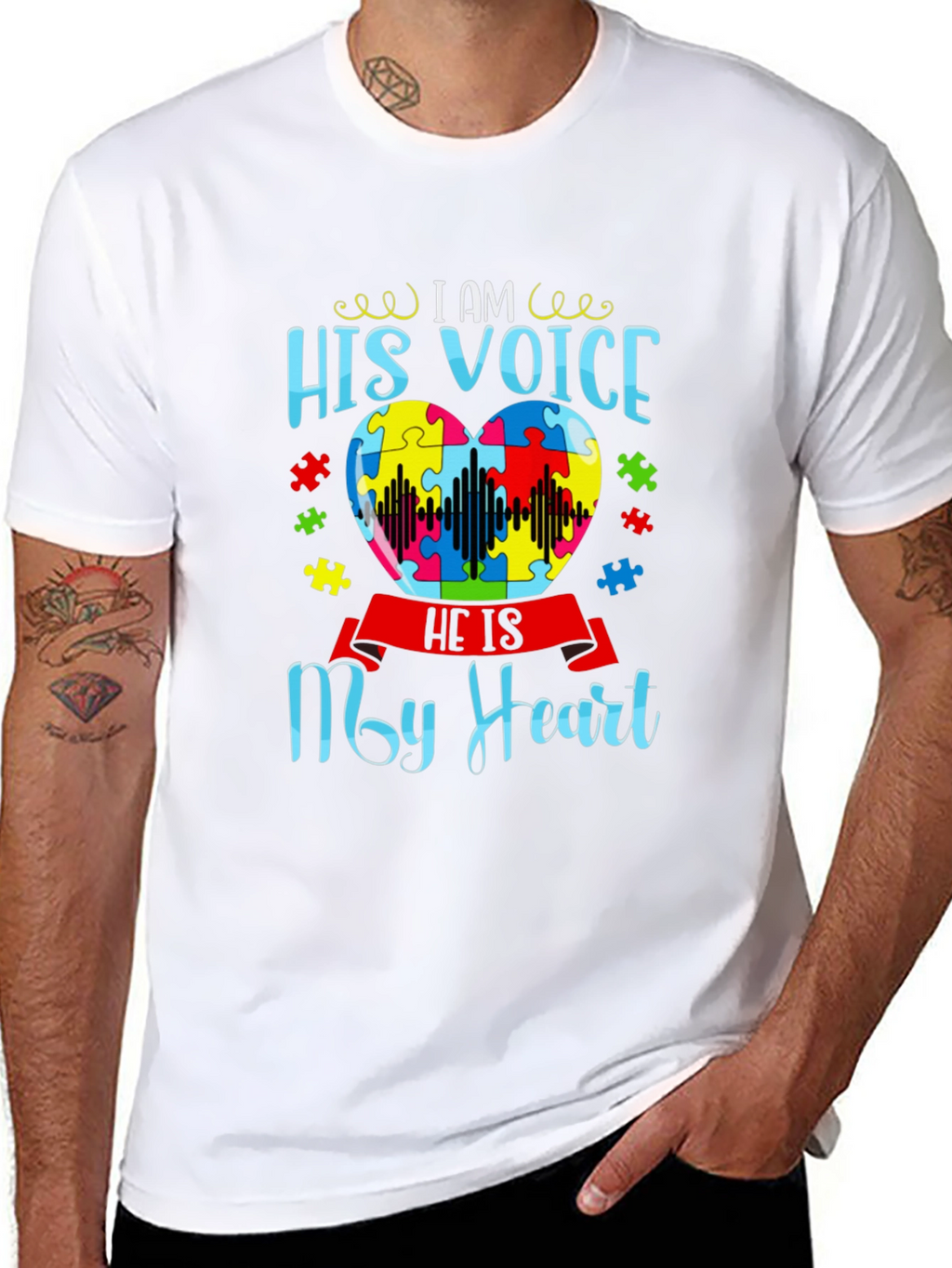 Autism Awareness His Voice My Heart T-Shirt