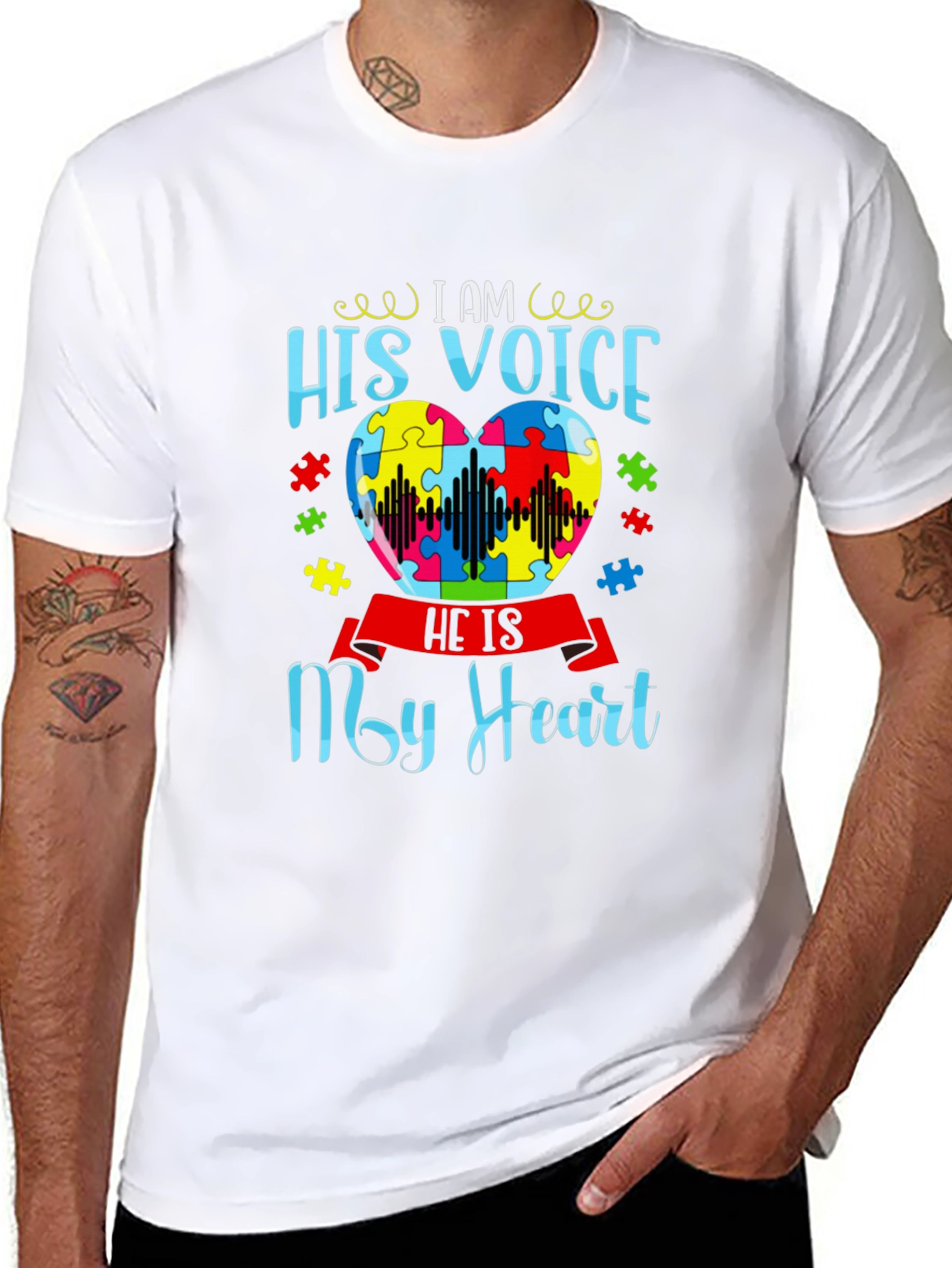 Autism Awareness His Voice My Heart T-Shirt