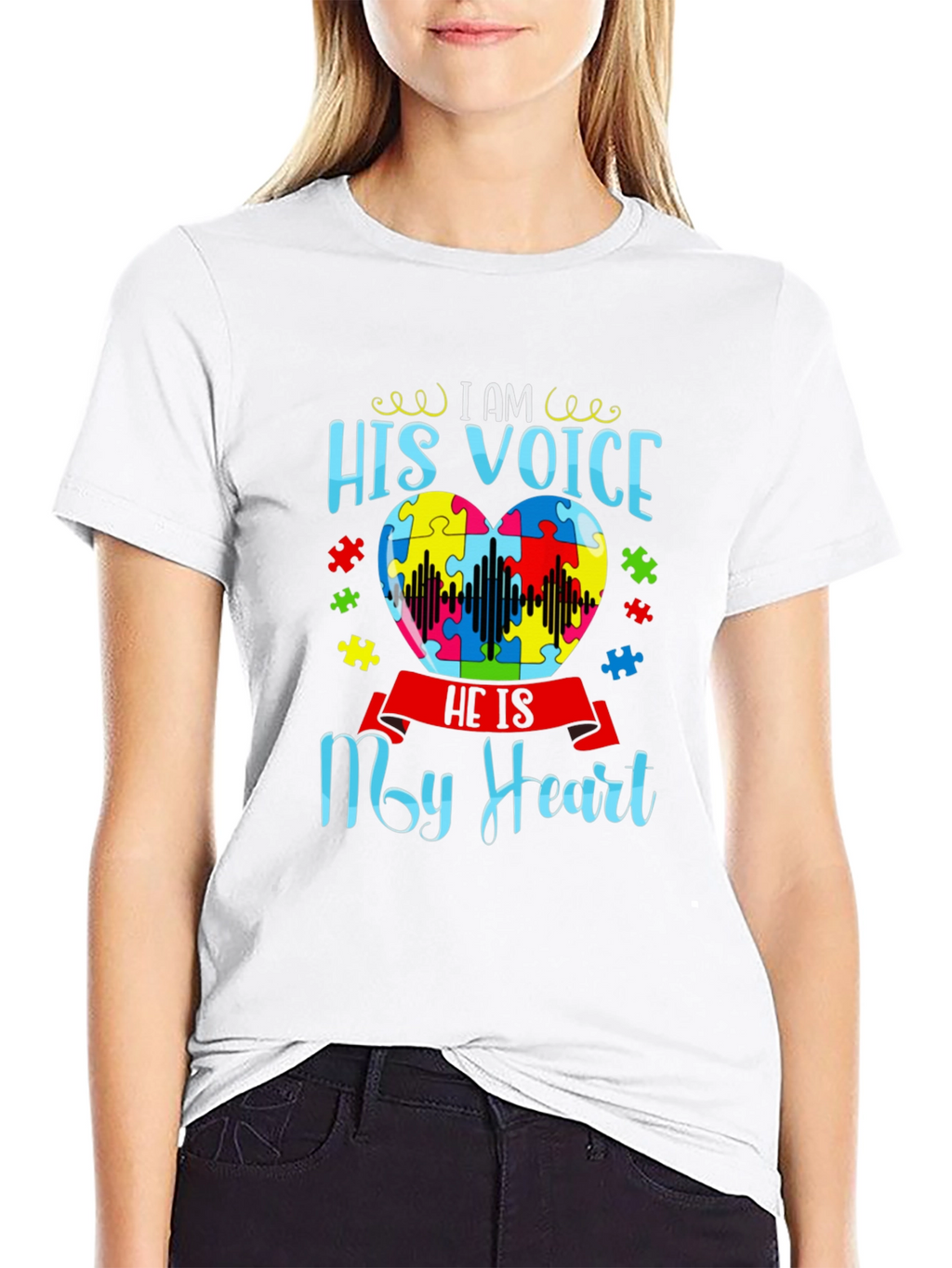 Autism Awareness His Voice My Heart T-Shirt