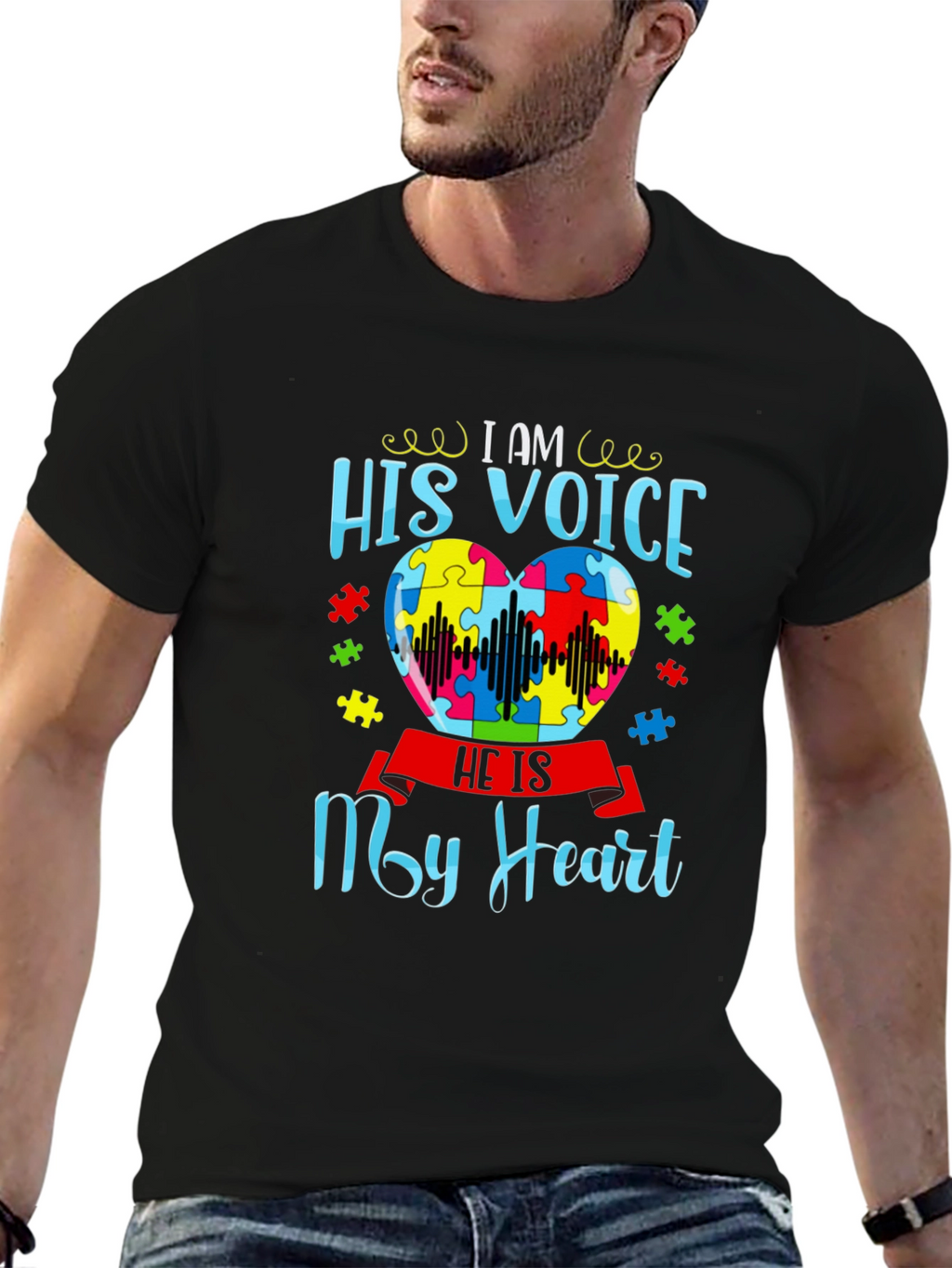 Autism Awareness His Voice My Heart T-Shirt