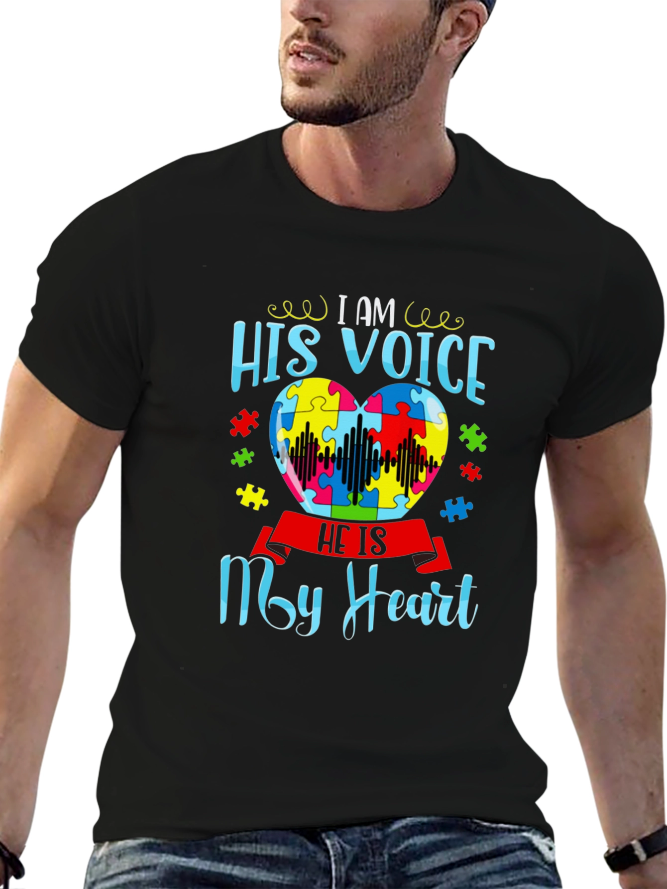 Autism Awareness His Voice My Heart T-Shirt