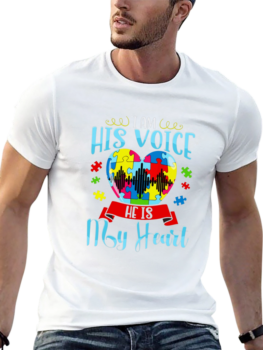 Autism Awareness His Voice My Heart T-Shirt