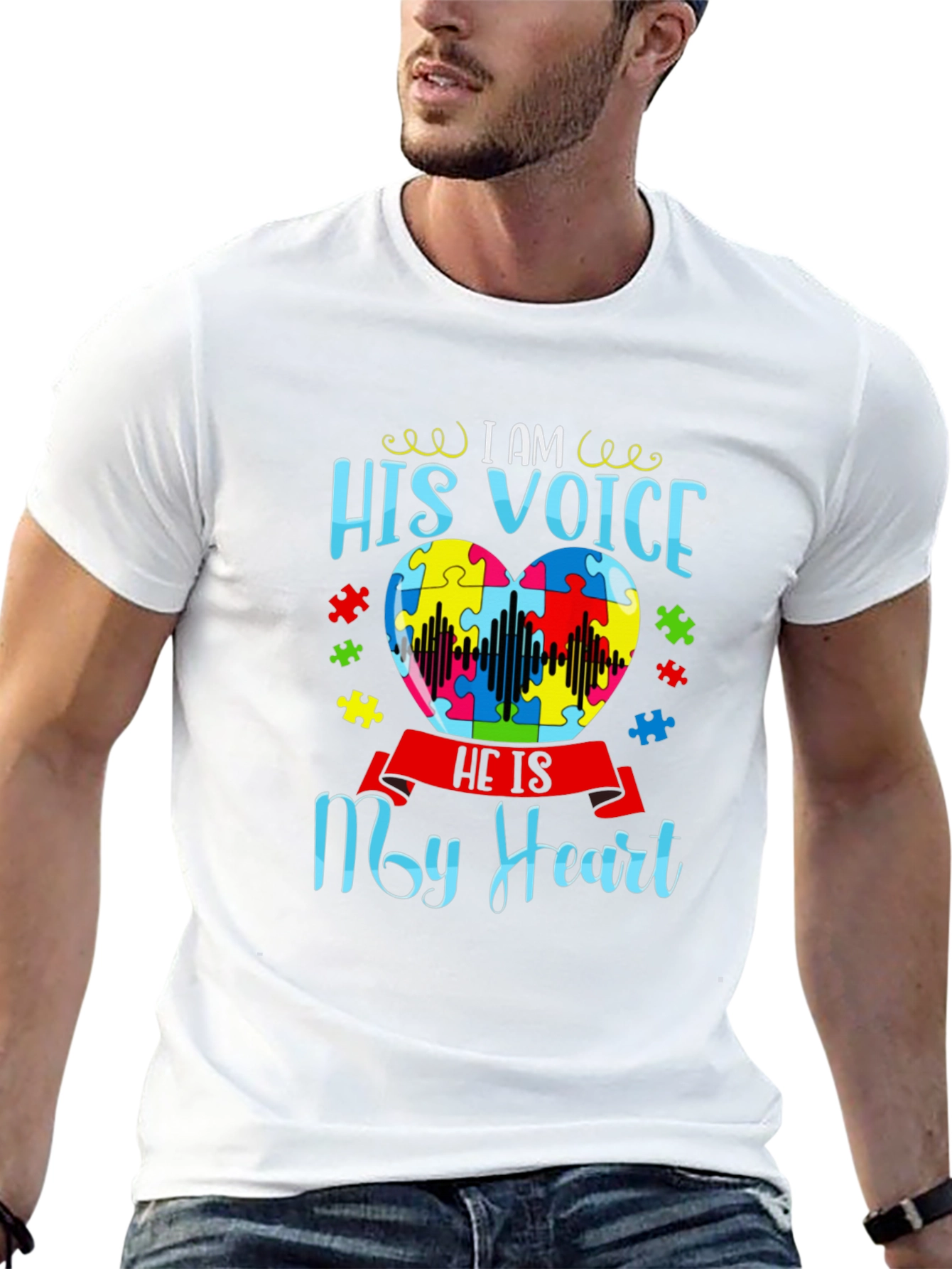 Autism Awareness His Voice My Heart T-Shirt