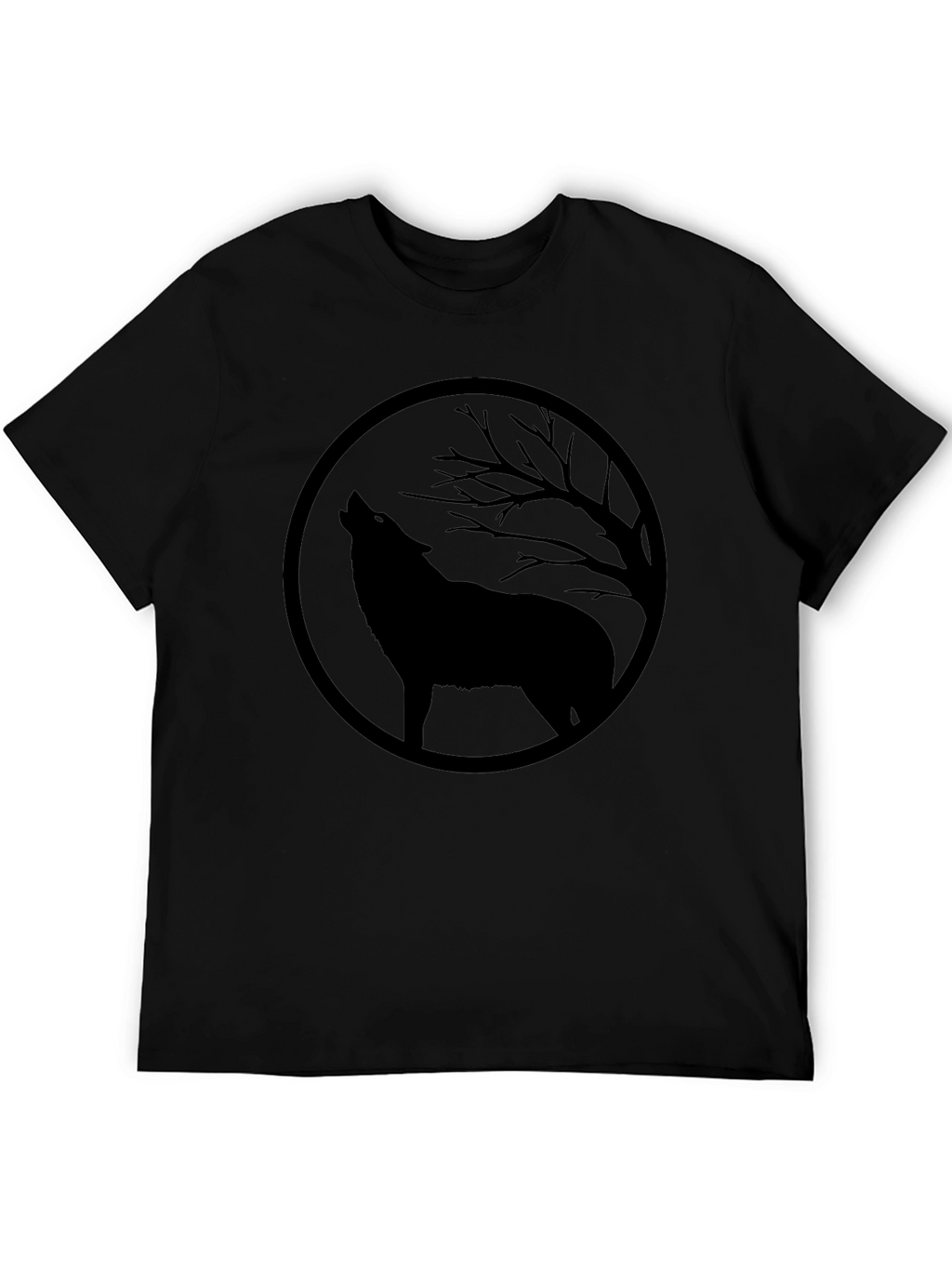 Wolf Howling at Moon Black Graphic Tee