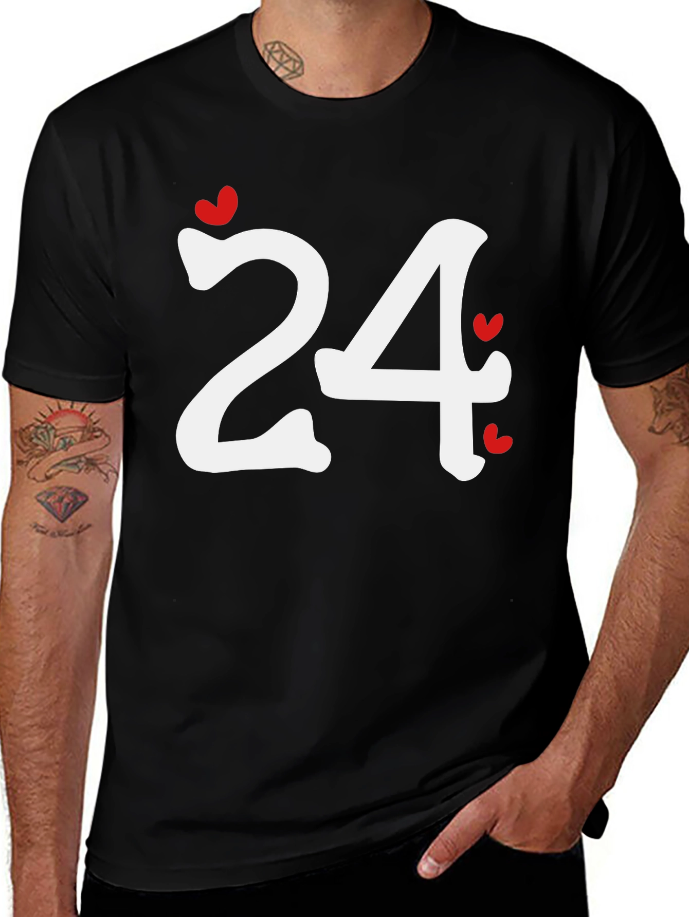 Heart Number 24 Black T-Shirt