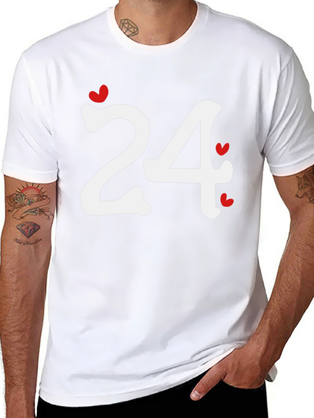 Heart Number 24 Black T-Shirt