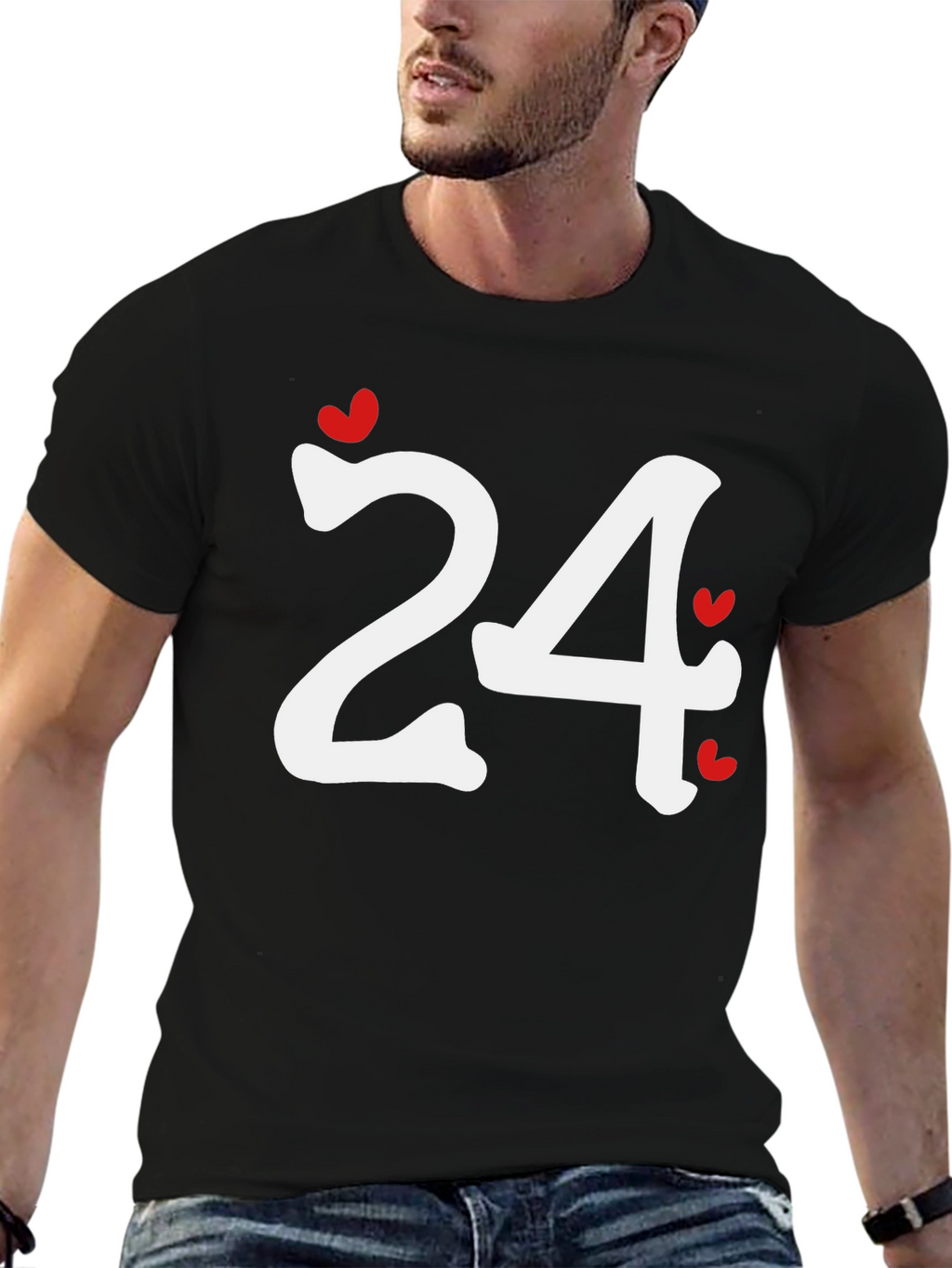 Heart Number 24 Black T-Shirt