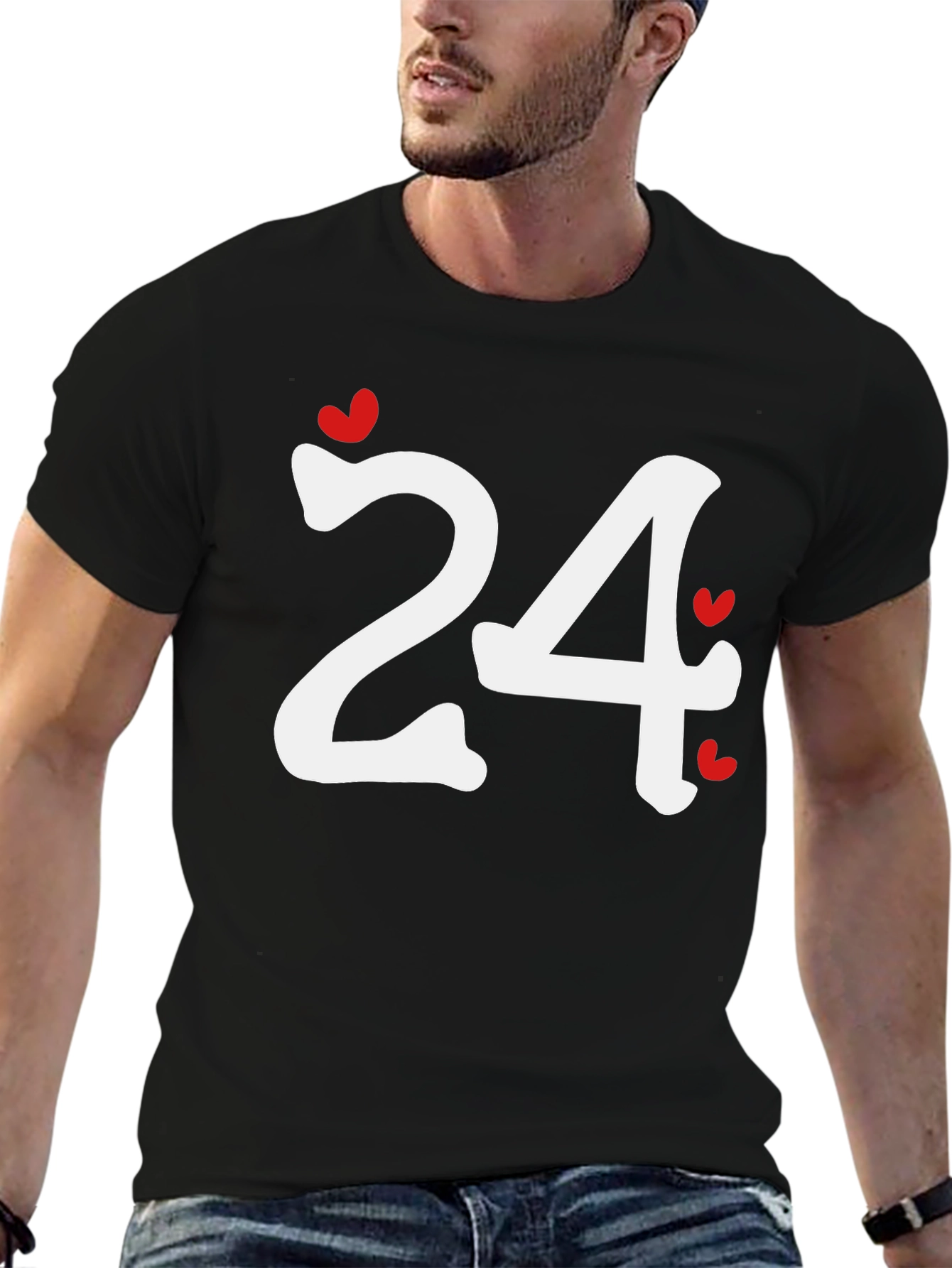 Heart Number 24 Black T-Shirt