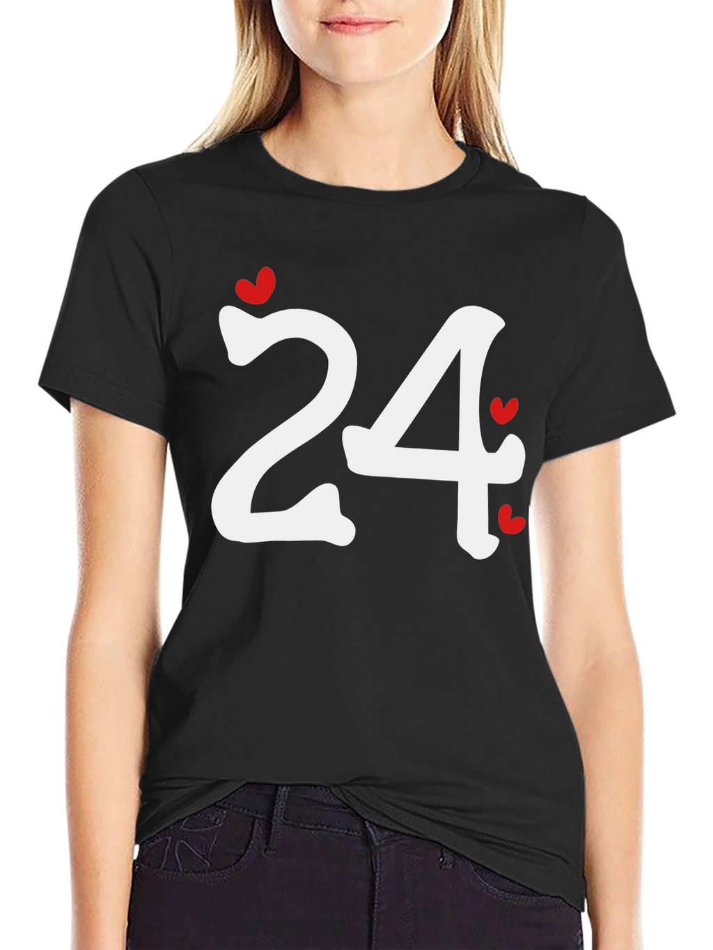 Heart Number 24 Black T-Shirt
