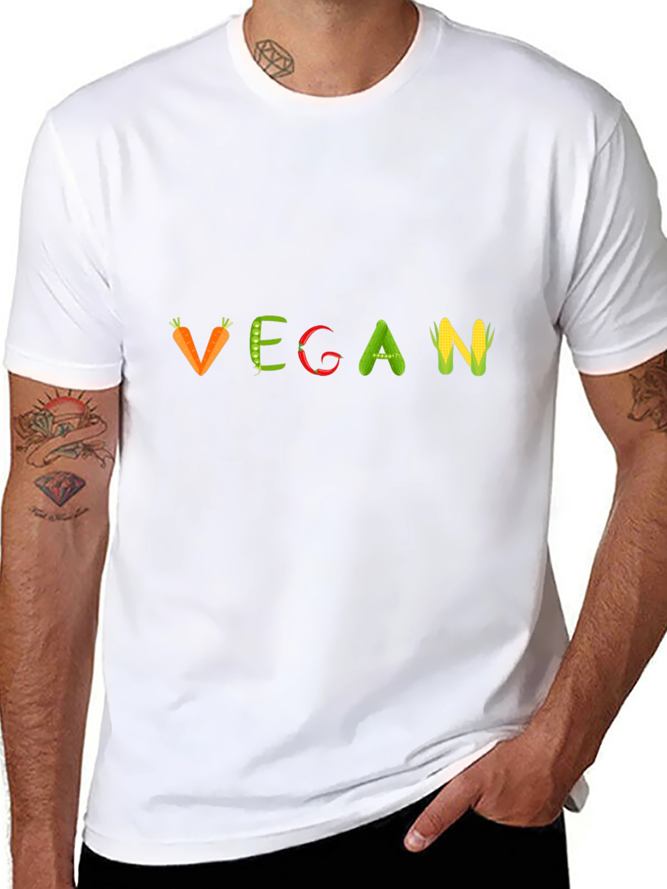 Vegan Graphic T-Shirt - Food Lettering