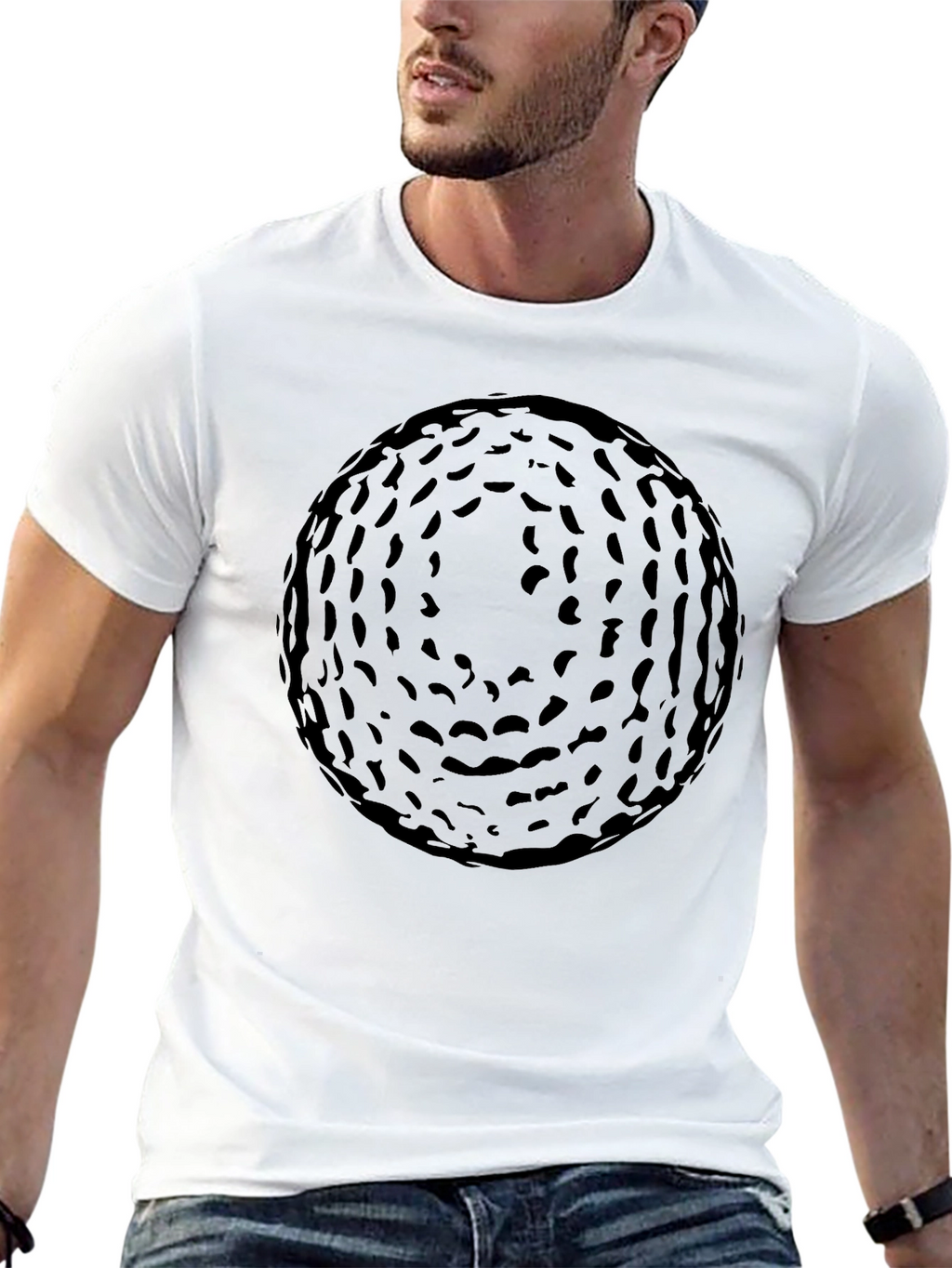 Mens Black Graphic T-Shirt - Abstract Sphere Design