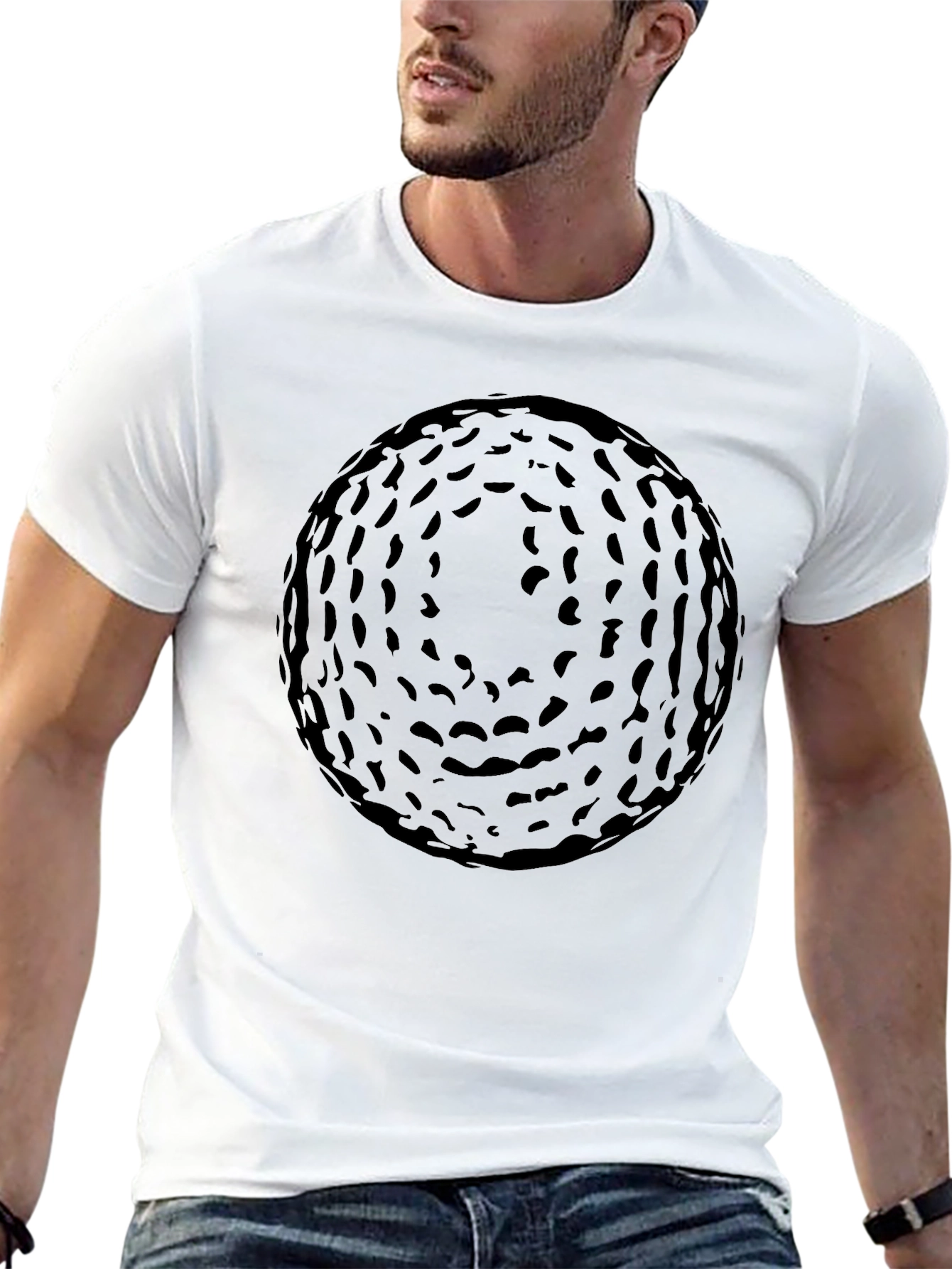 Mens Black Graphic T-Shirt - Abstract Sphere Design