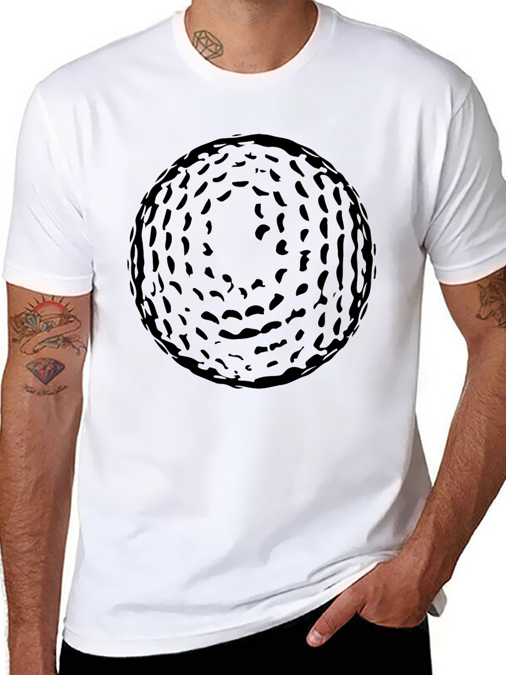 Mens Black Graphic T-Shirt - Abstract Sphere Design