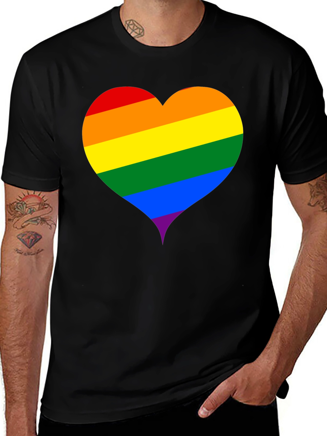 Pride Heart T-Shirt - Black LGBTQ+ Love Tee