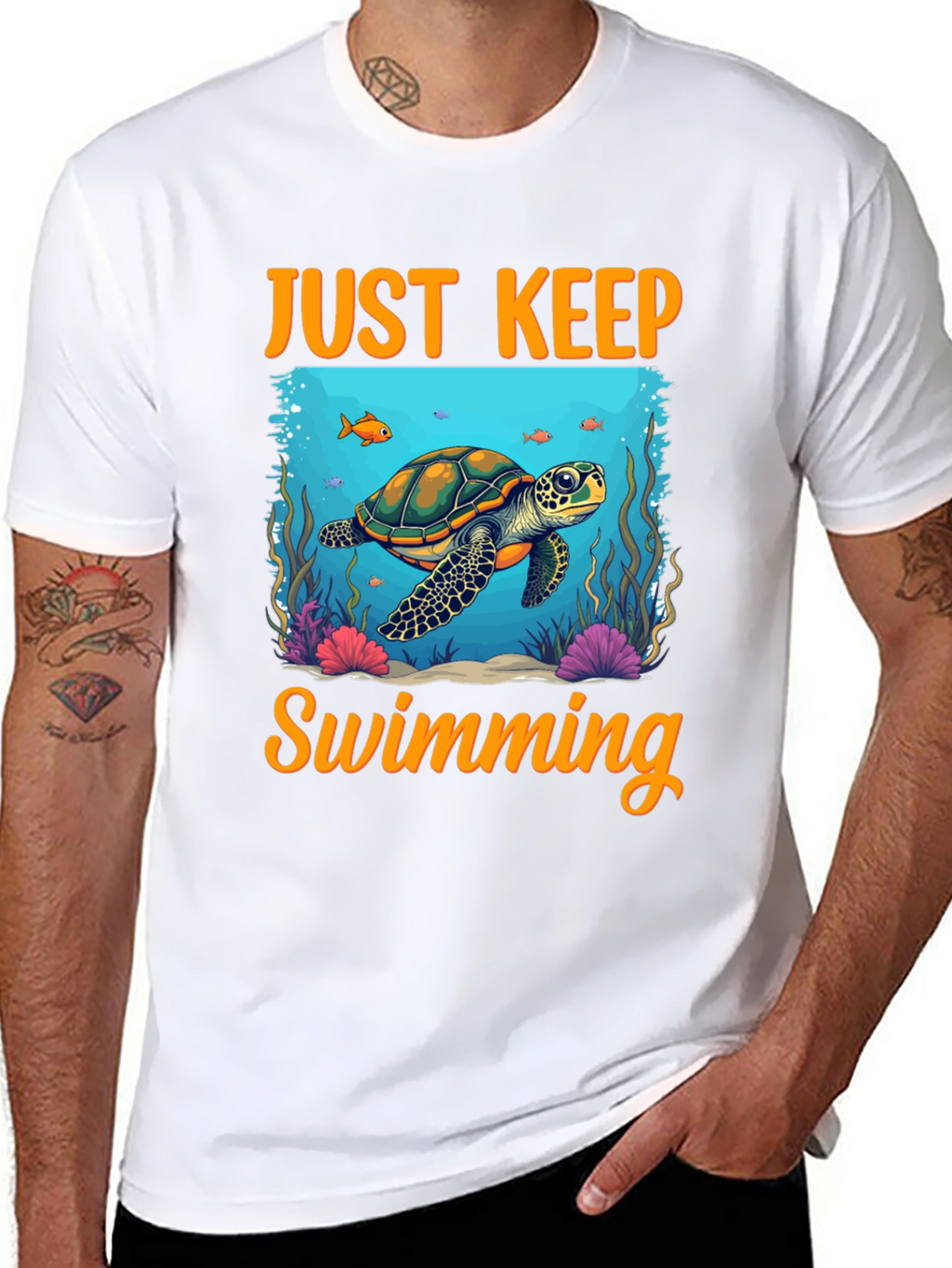 Just Keep Swimming Turtle Graphic Tee