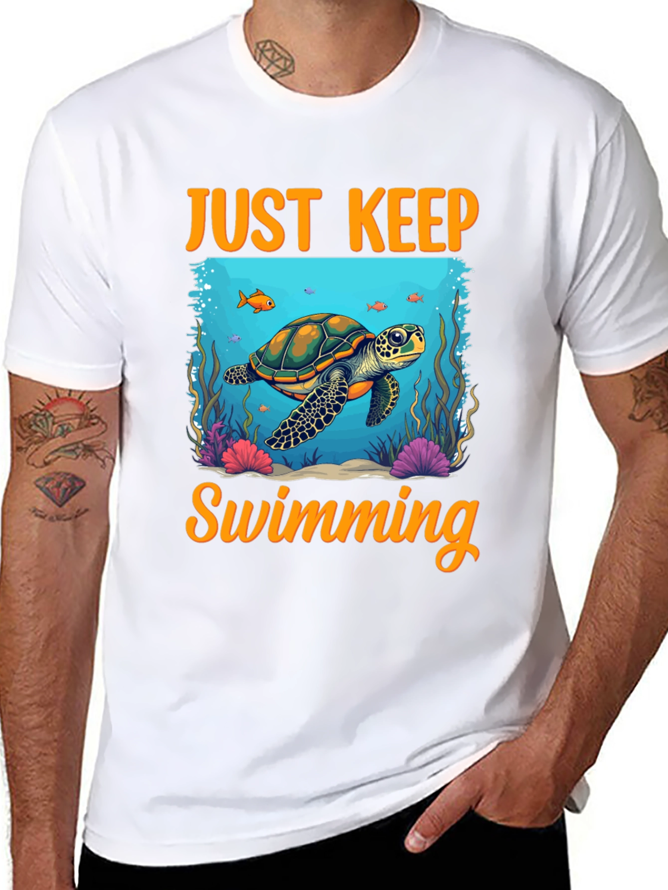 Just Keep Swimming Turtle Graphic Tee