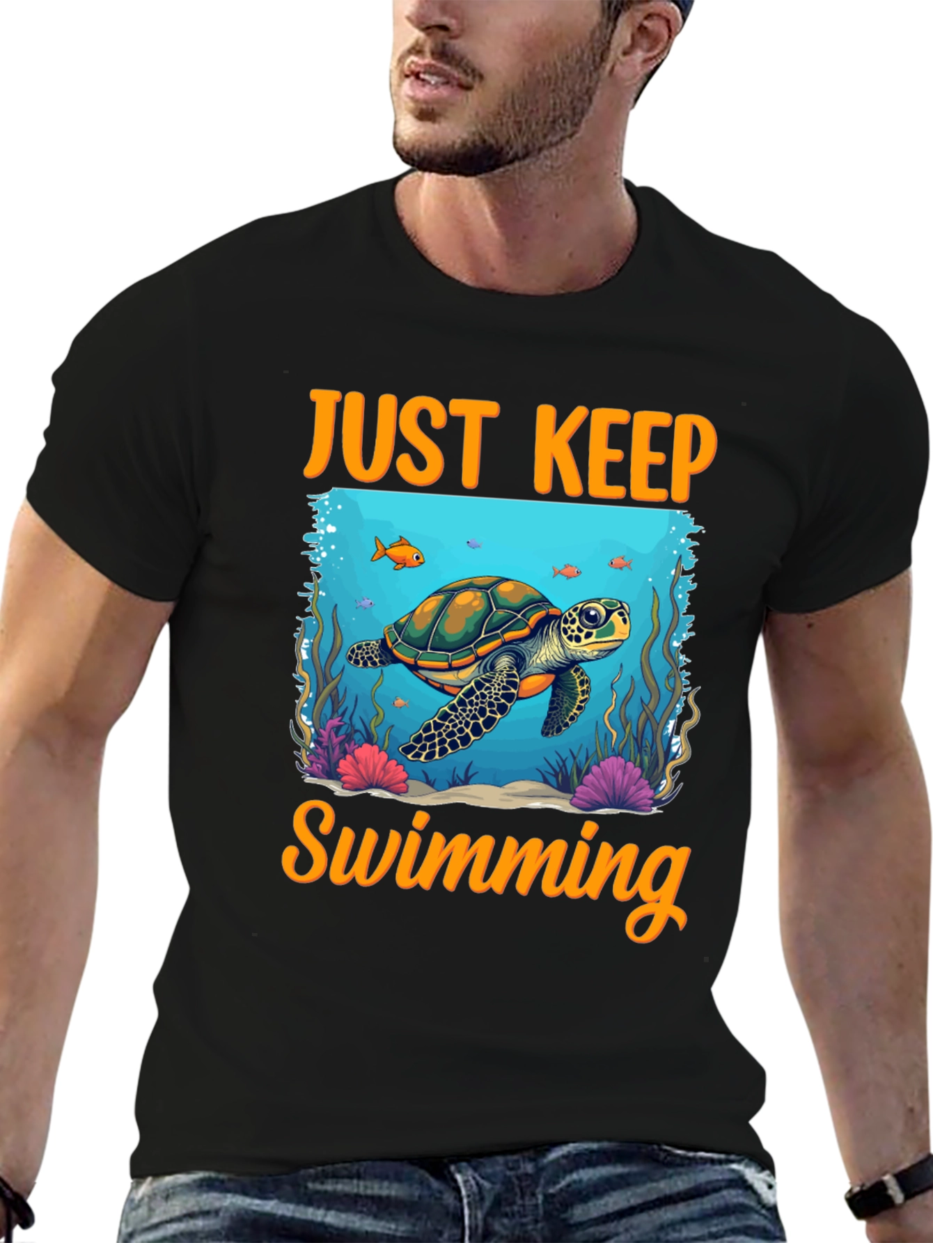 Just Keep Swimming Turtle Graphic Tee