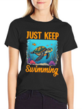 Just Keep Swimming Turtle Graphic Tee