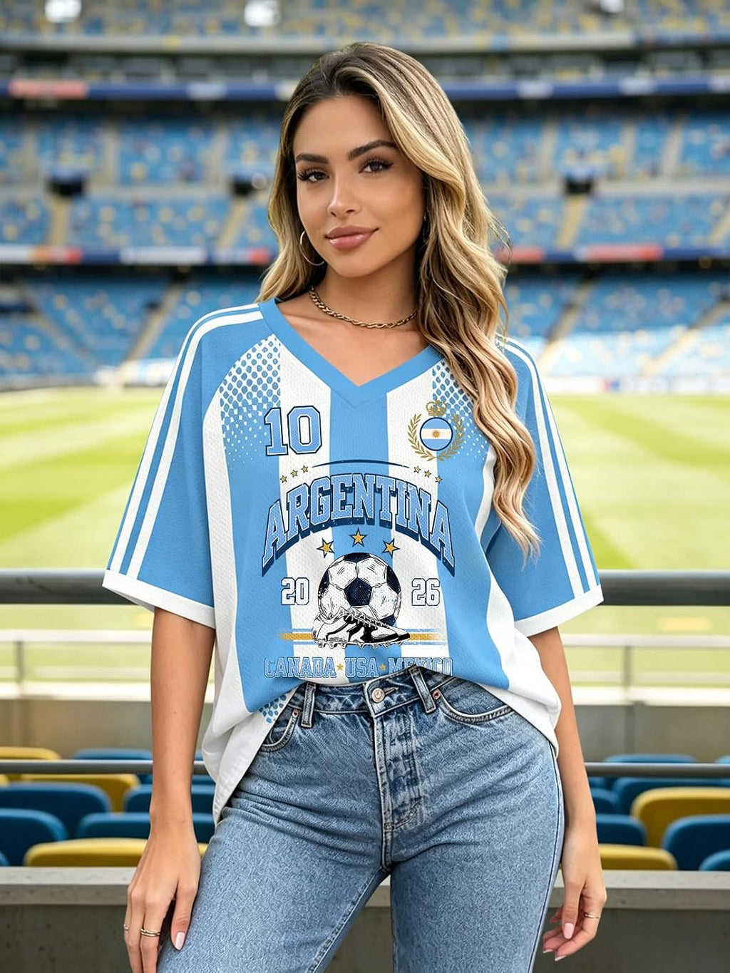 Women's World Cup 2026 Soccer Jersey - V-Neck Short Sleeve Match Shirt