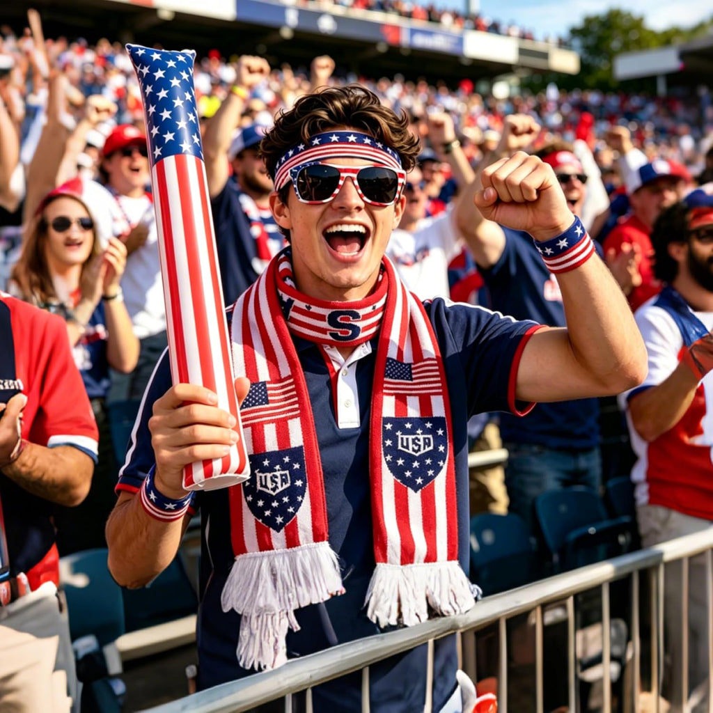 USA Soccer Fan Gear Kit - 10pc Patriotic Soccer Accessories for Game Day & Watch Party