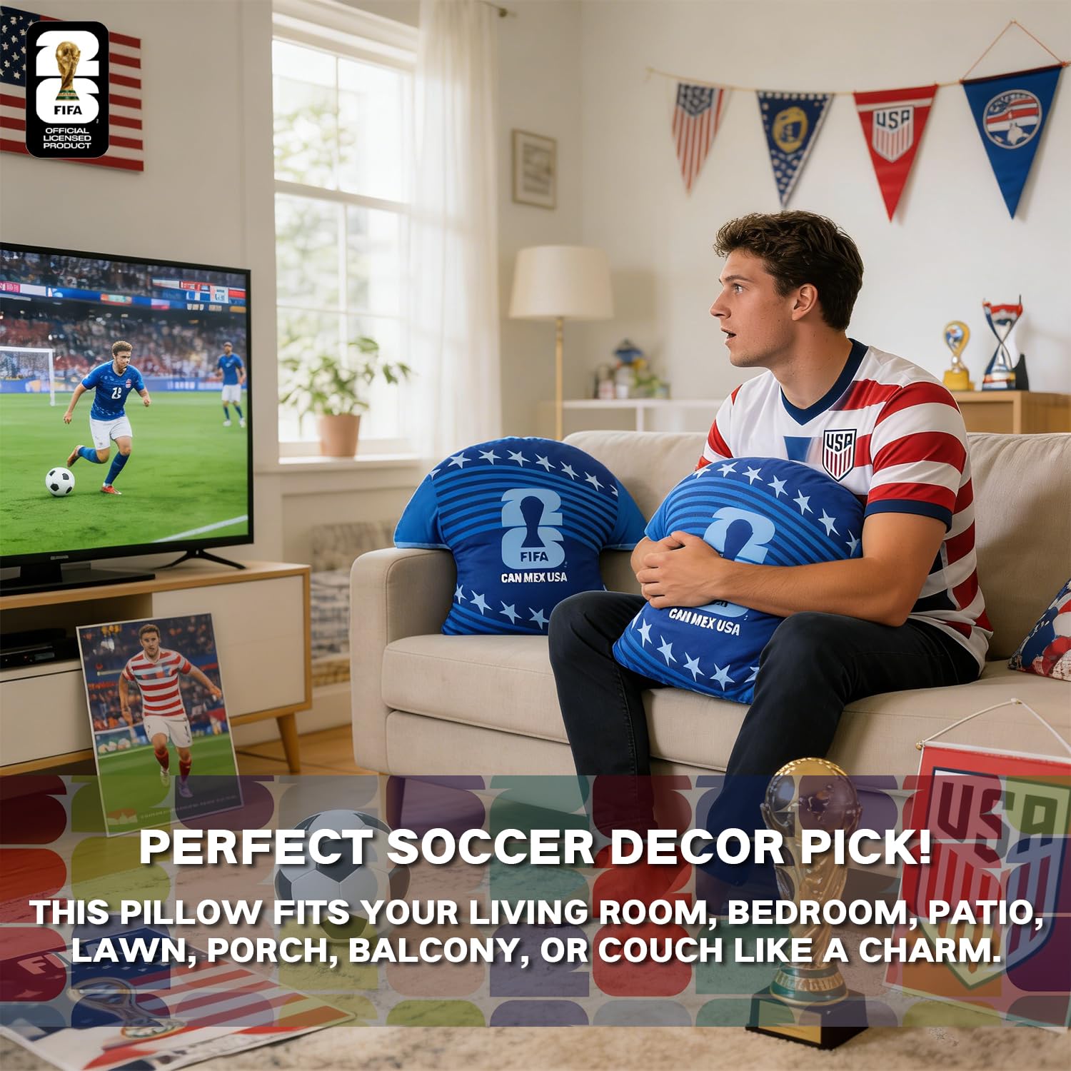 FIFA World Cup 2026 Soccer Jersey Plush Throw Pillow