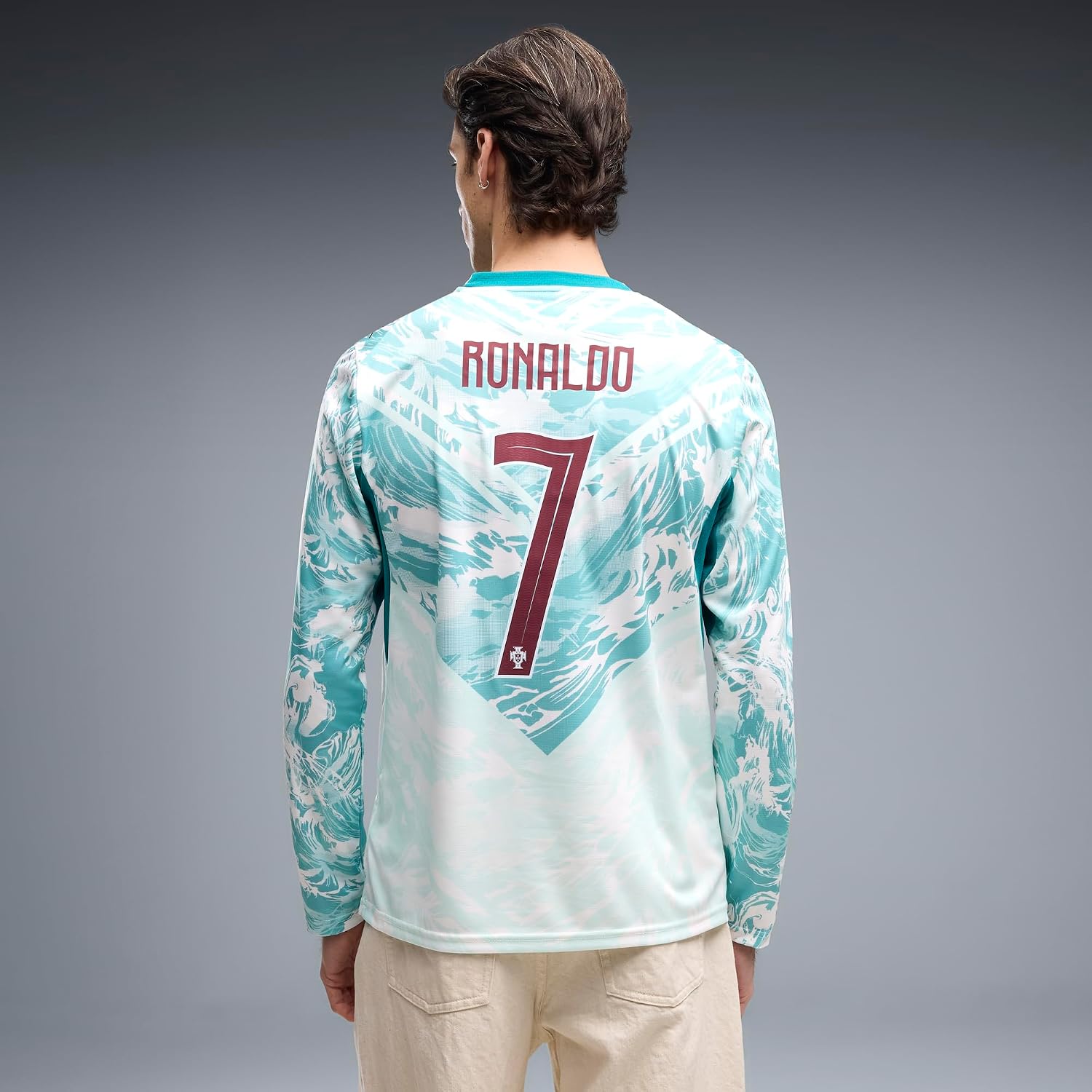 Men's Portugal Away Long Sleeve Soccer Jersey