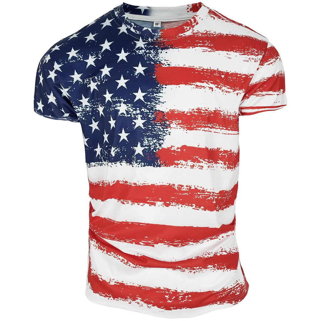 American Flag Patriotic USA Tee, 4th of July Short Sleeve Shirt for Men