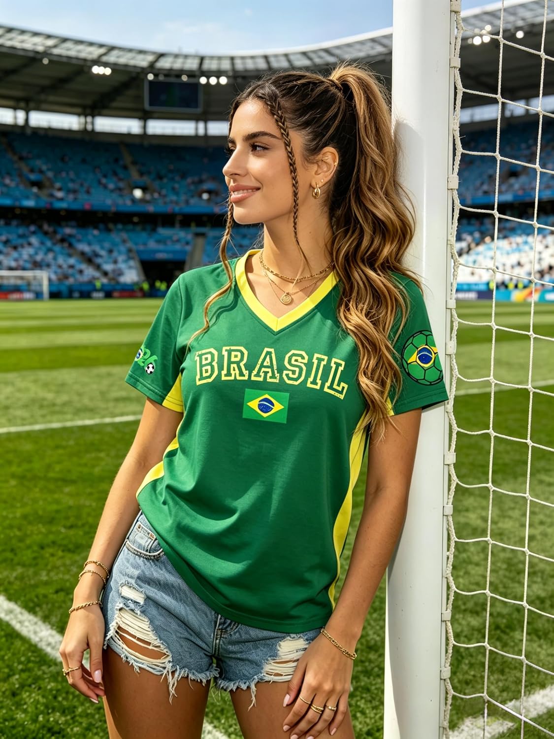 Women's USA Soccer Jersey Y2K V-Neck Short Sleeve Game Day T-Shirt