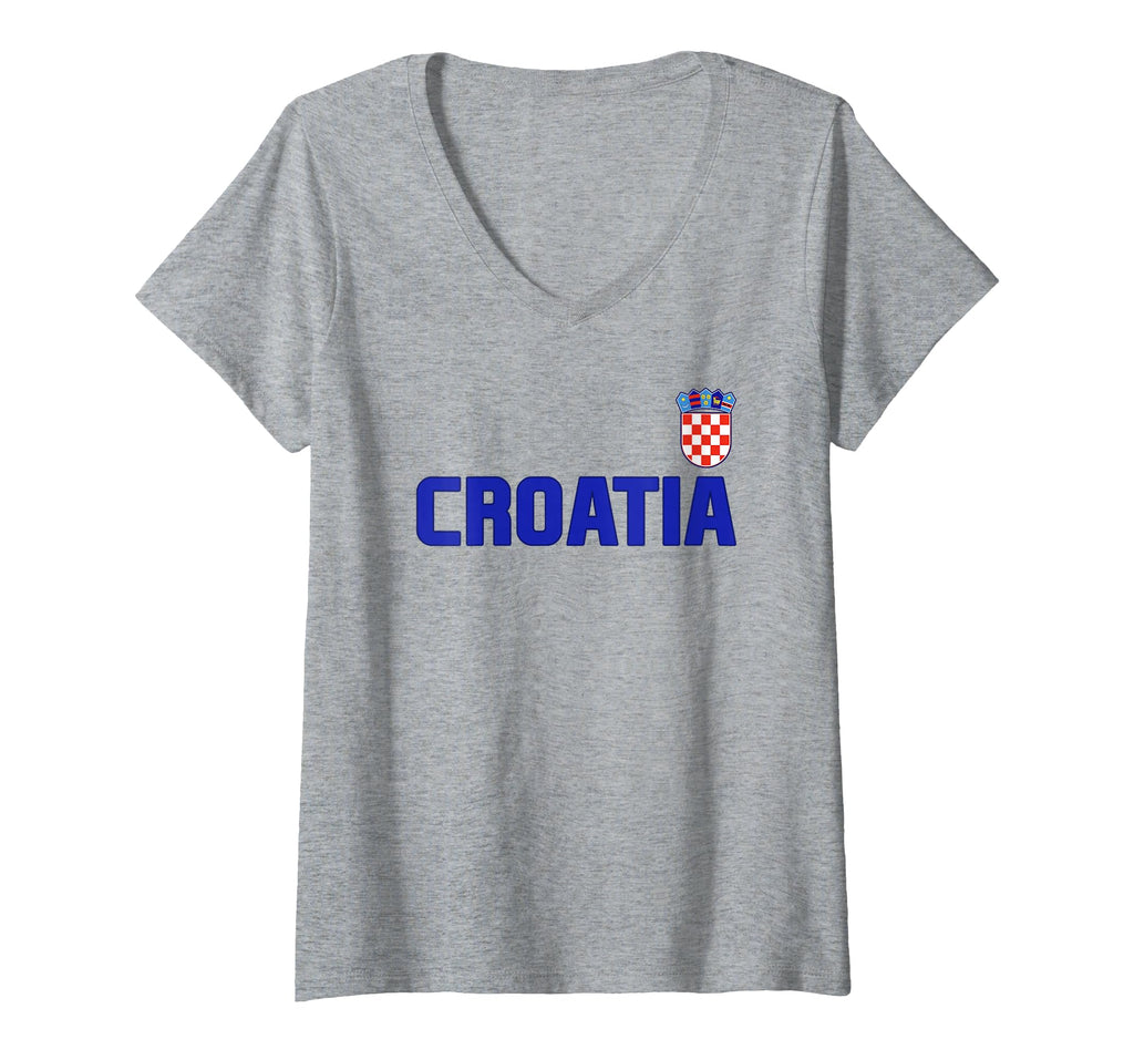 Women's Croatia Flag V-Neck Soccer T-Shirt