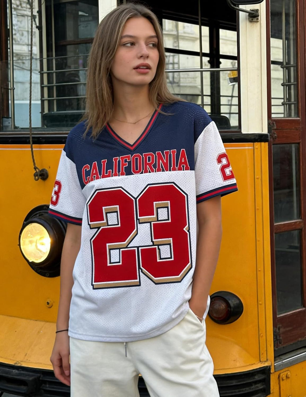 Unisex Short Sleeve Jersey Shirt Vintage Graphic Tee Y2K V Neck Number Print