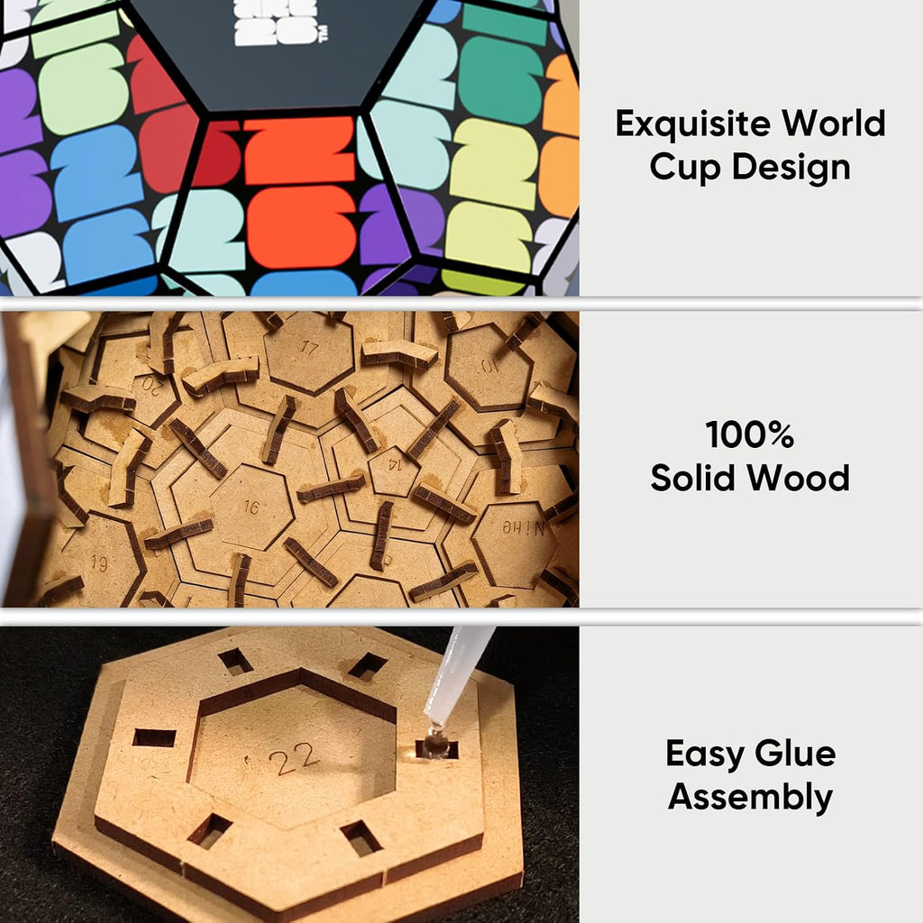 World Cup 2026 Trophy 3D Wooden Puzzle, 165-Piece DIY Soccer Building Kit