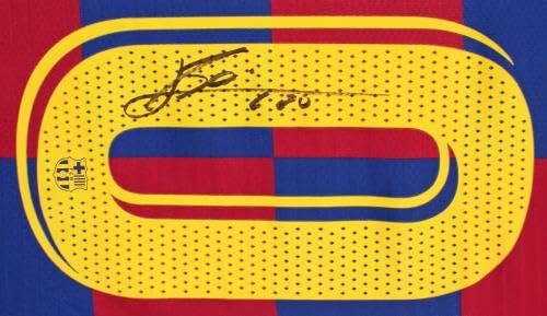 Barcelona Messi Red Checkerboard Soccer Jersey - Autographed