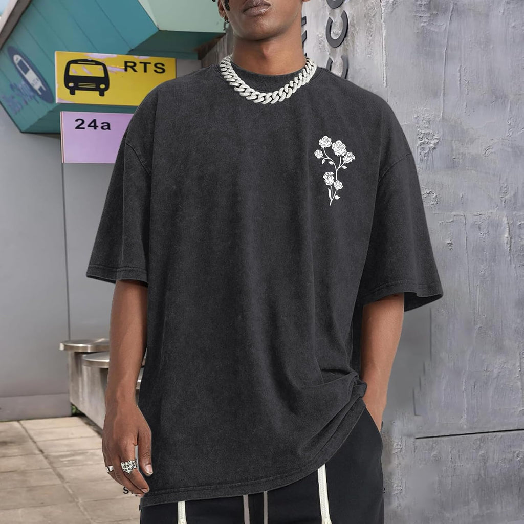 Men's Vintage Oversized Acid Wash Floral Soccer Jersey