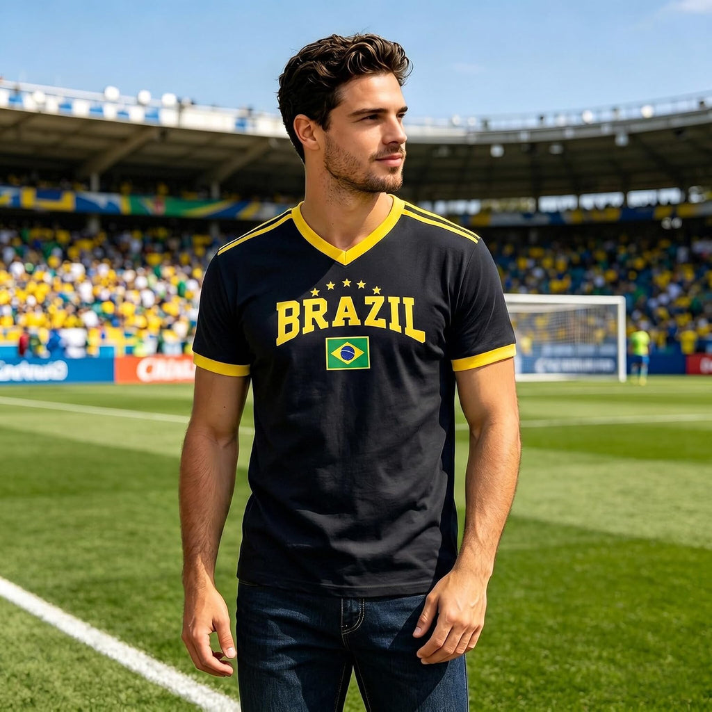 Soccer Cup 2026 Brazil Argentina Mexico Jersey V-Neck T-Shirt for Couple