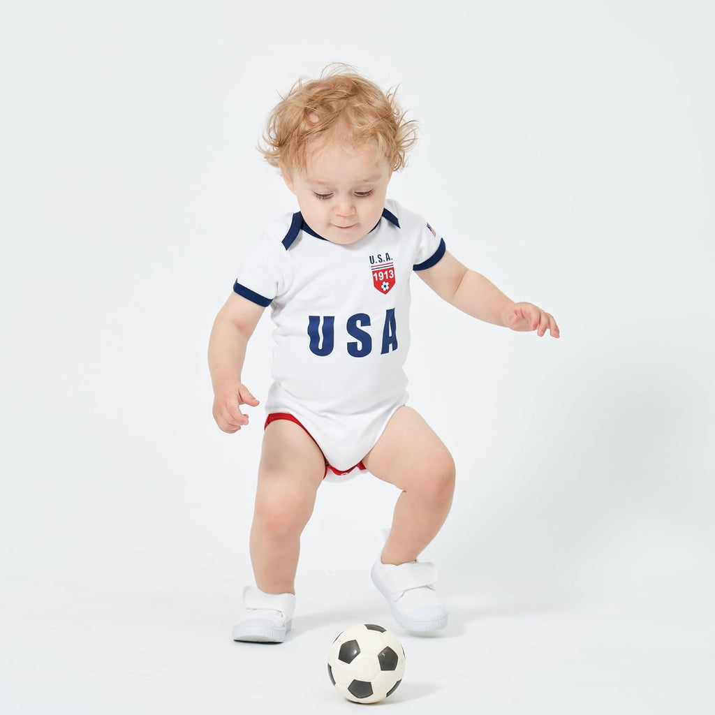 Baby Soccer Jersey Onesie - Infant & Toddler Clothes for Boys & Girls