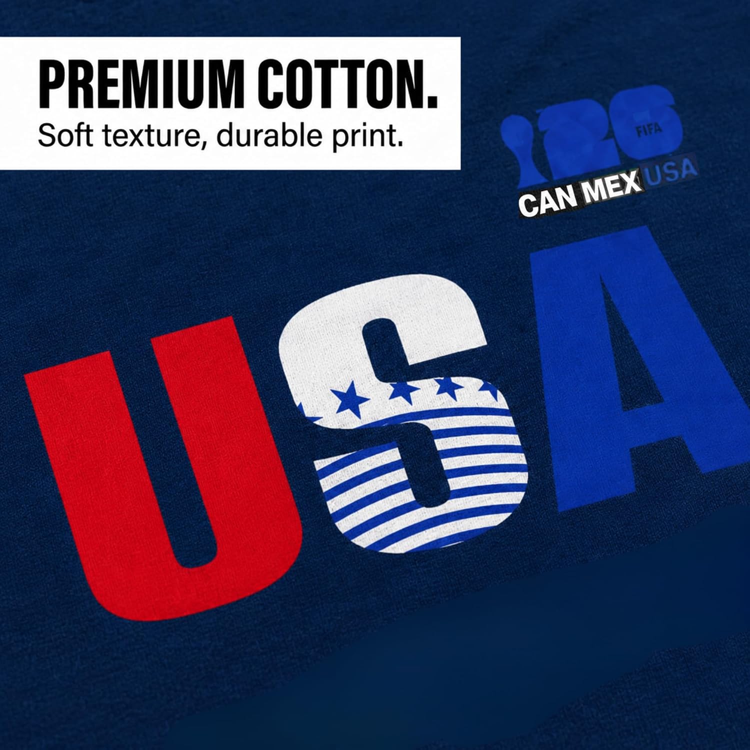Men's Big & Tall FIFA World Cup 2026 USA Graphic Crewneck Short Sleeve 100% Cotton T-Shirt