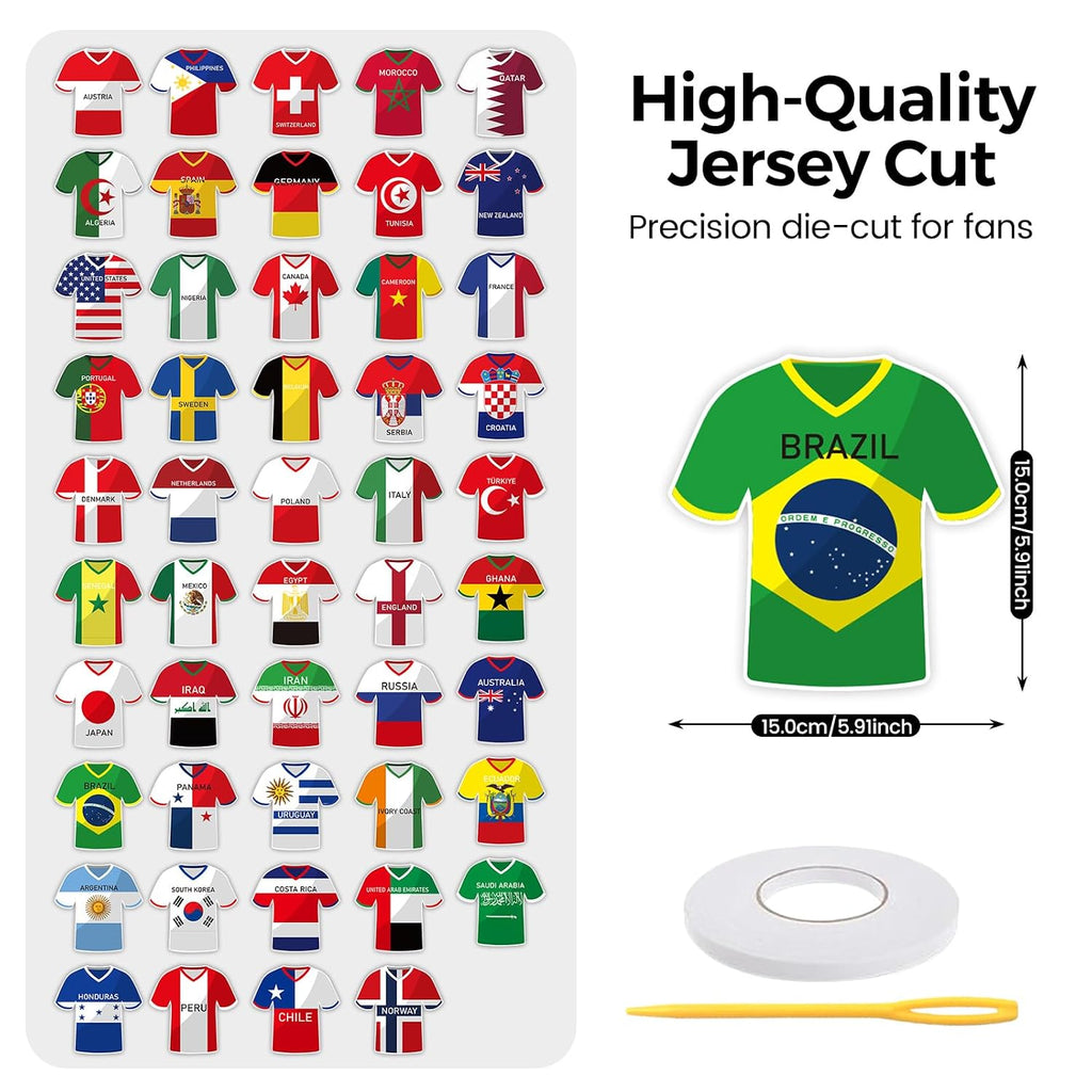 Soccer Jersey Cloth Style Flag Bunting Banner 49 Pcs International Country String Flags Garland