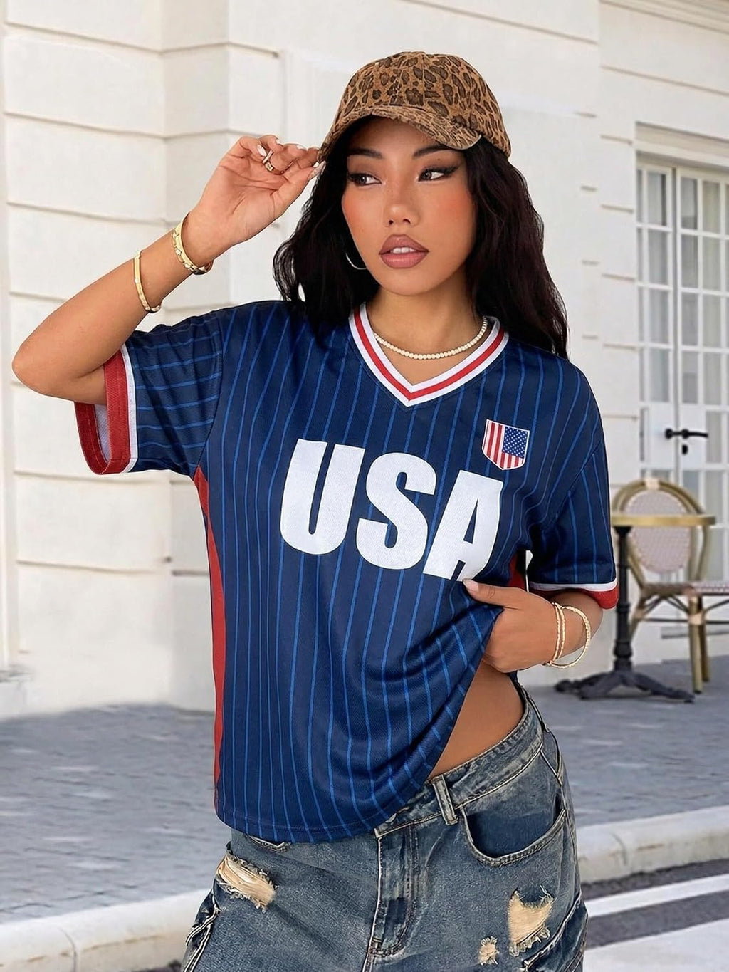 Women's Y2K V-Neck Short Sleeve Soccer Jersey
