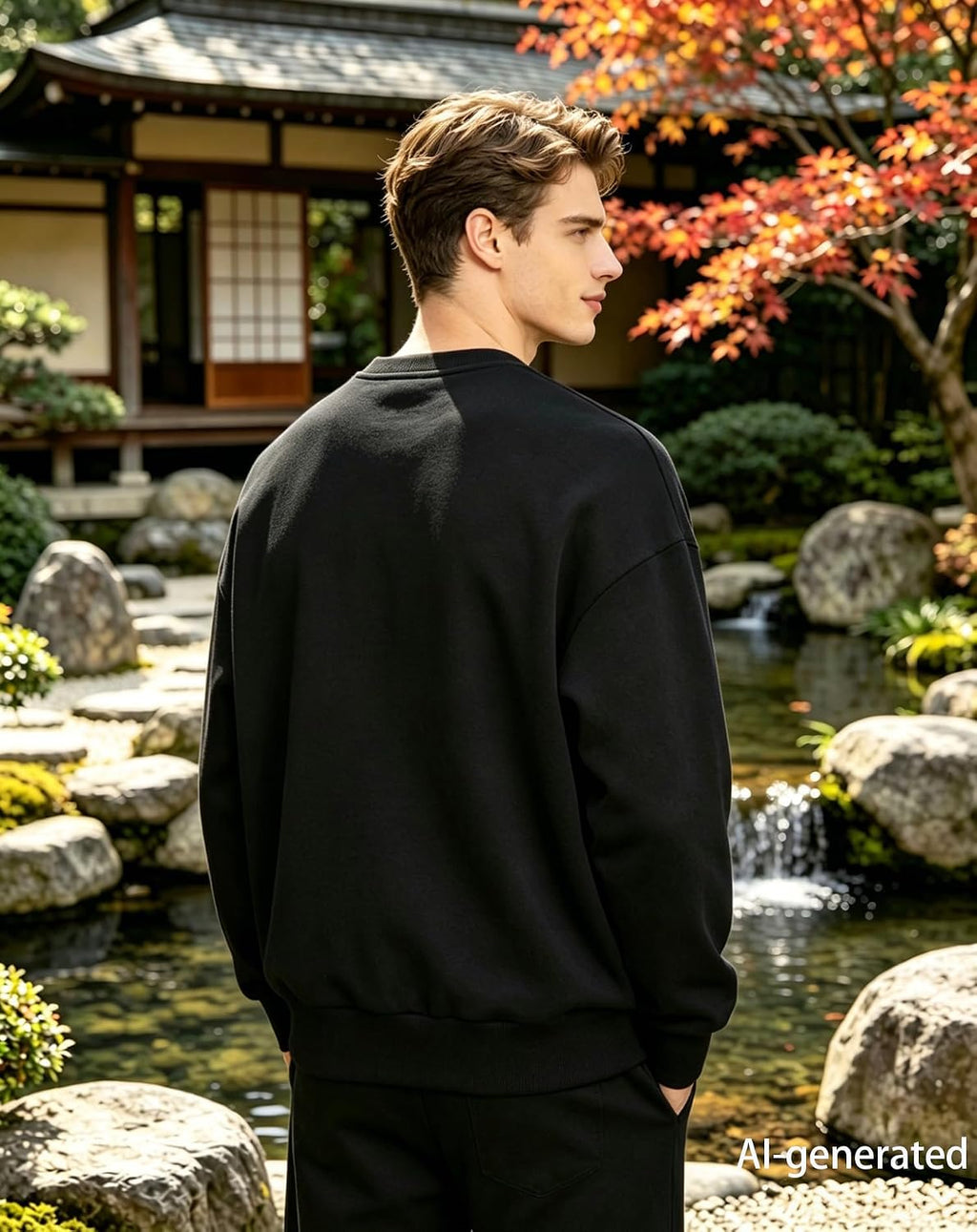 Japanese Streetwear Men's Embroidered Graphic Crewneck Sweatshirt